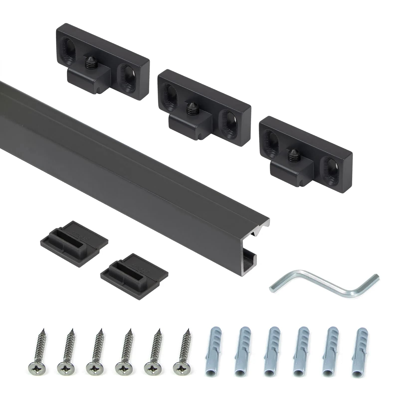 Barra portautensili da cucina 110 cm in alluminio antracite e 3 accessori in acciaio - Tensyo