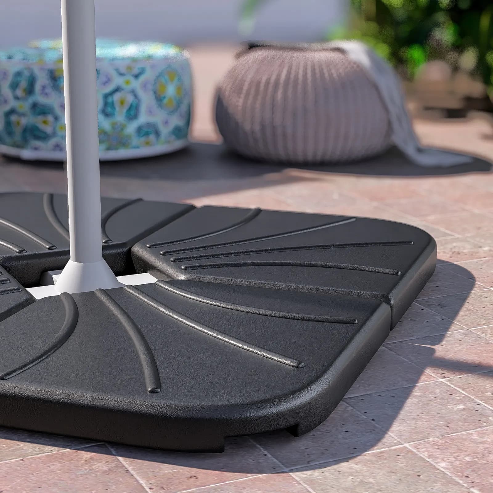 Base per ombrellone laterale set 4 spicchi 100 kg in cemento nero