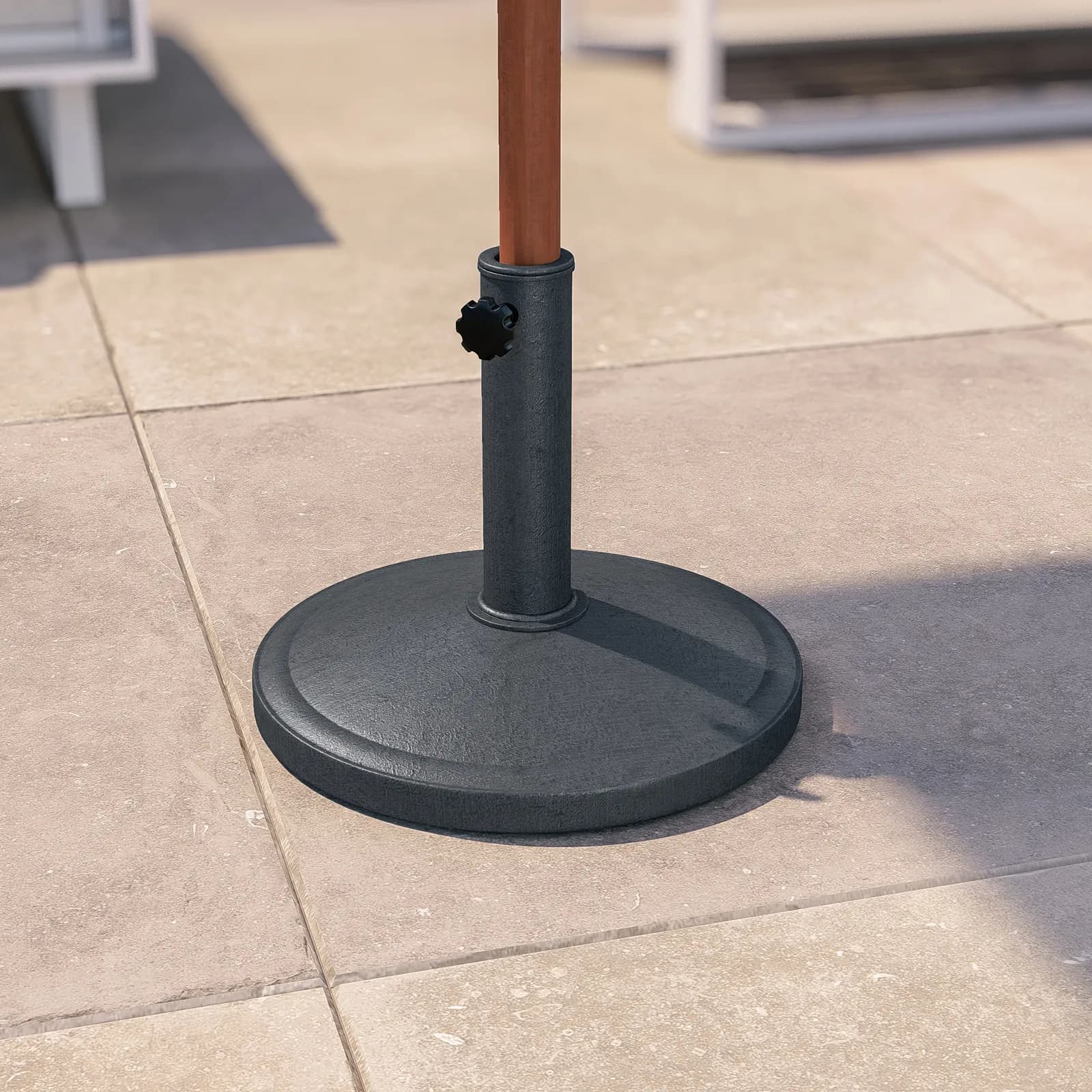 Base rotonda 40 cm per ombrellone con palo centrale in resina grigio da 8 kg
