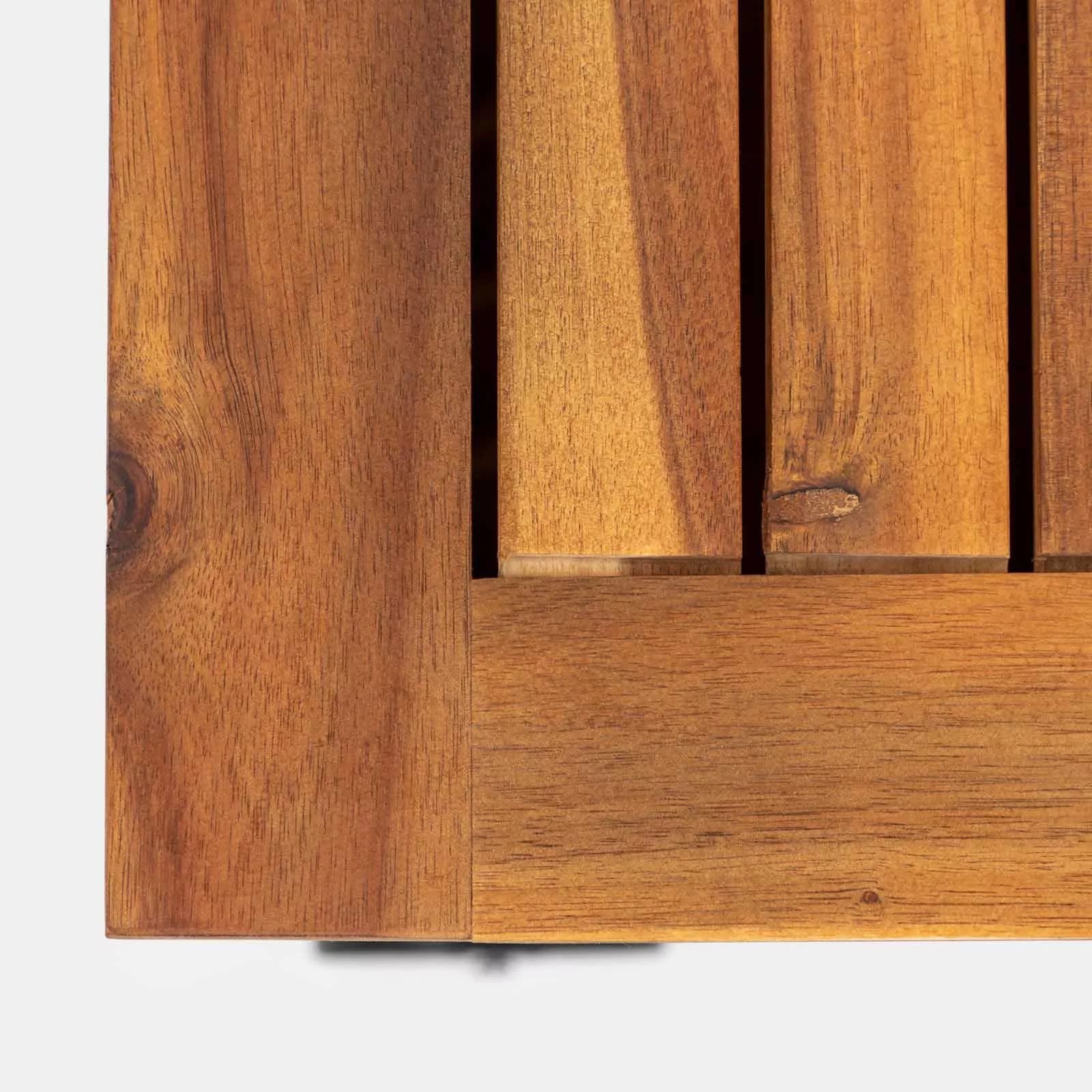 Baule contenitore in legno di acacia con ruote - Paja