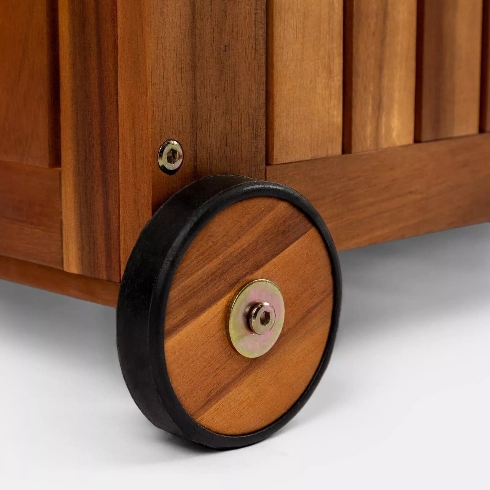 Baule contenitore in legno di acacia con ruote - Paja