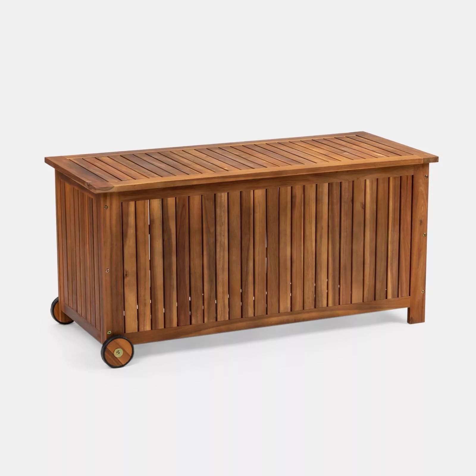 Baule contenitore in legno di acacia con ruote - Paja