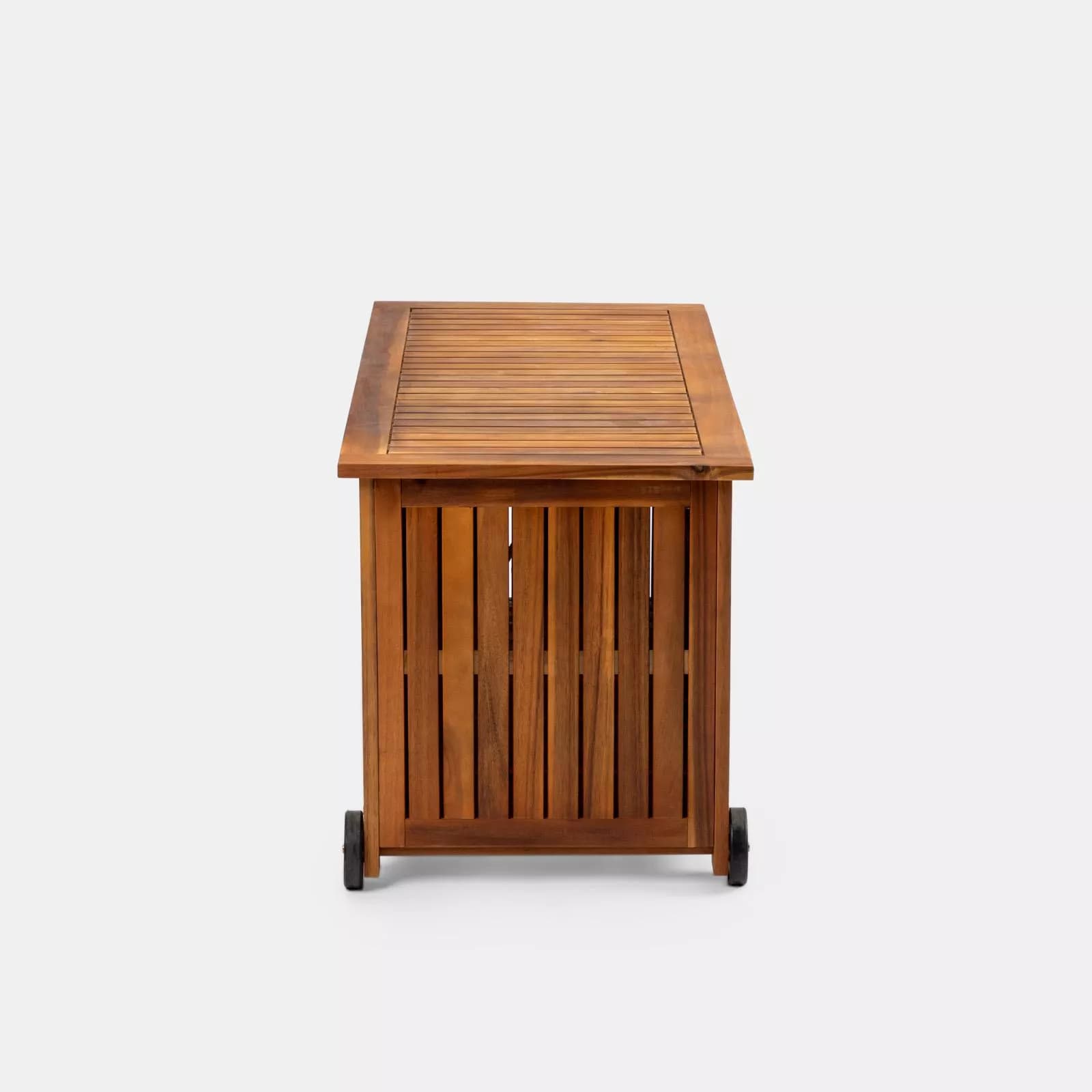 Baule contenitore in legno di acacia con ruote - Paja