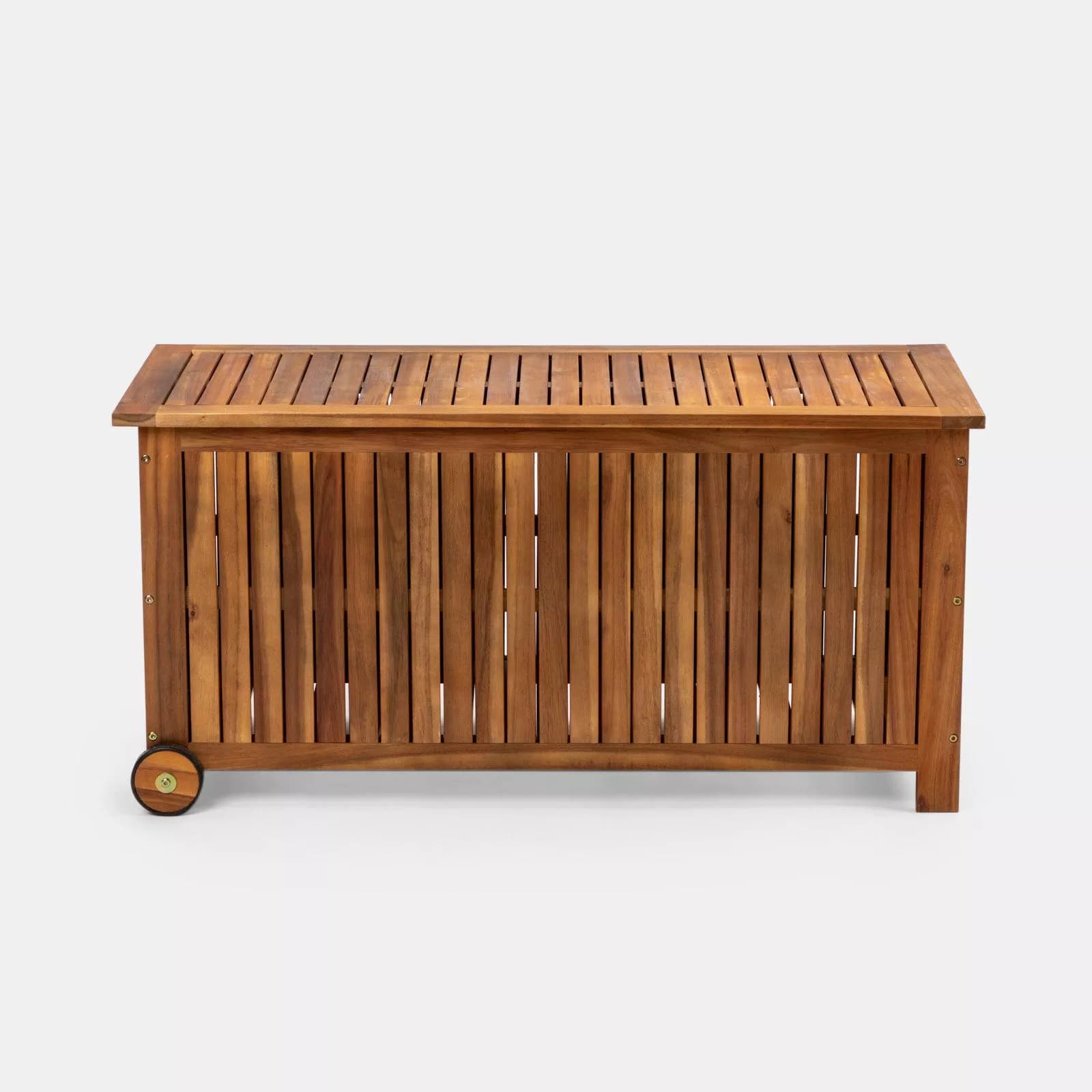 Baule contenitore in legno di acacia con ruote - Paja