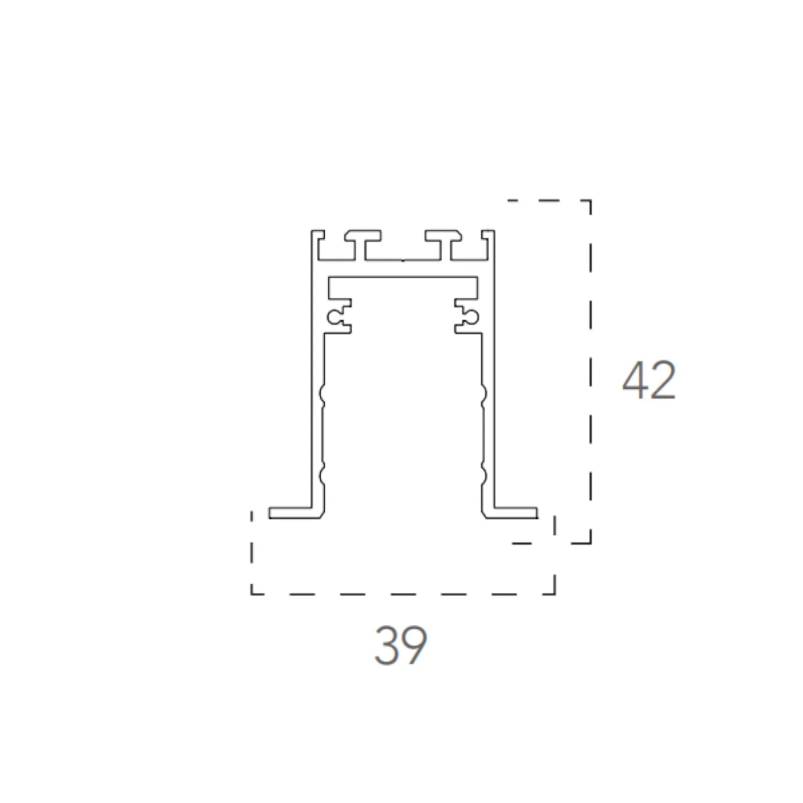 Binario 2 m a incasso con cornice in alluminio nero - Power Inc