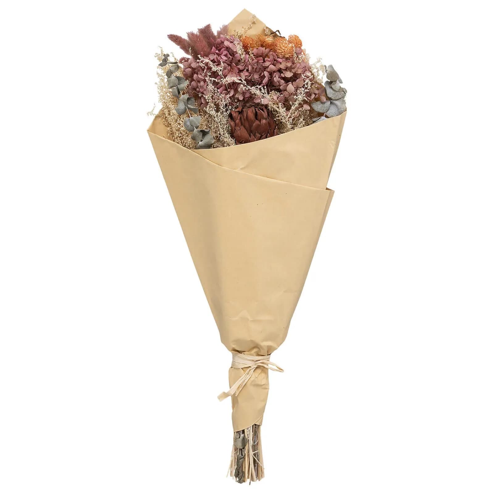 Bouquet di fiori misti secchi 50h cm avvolti in carta