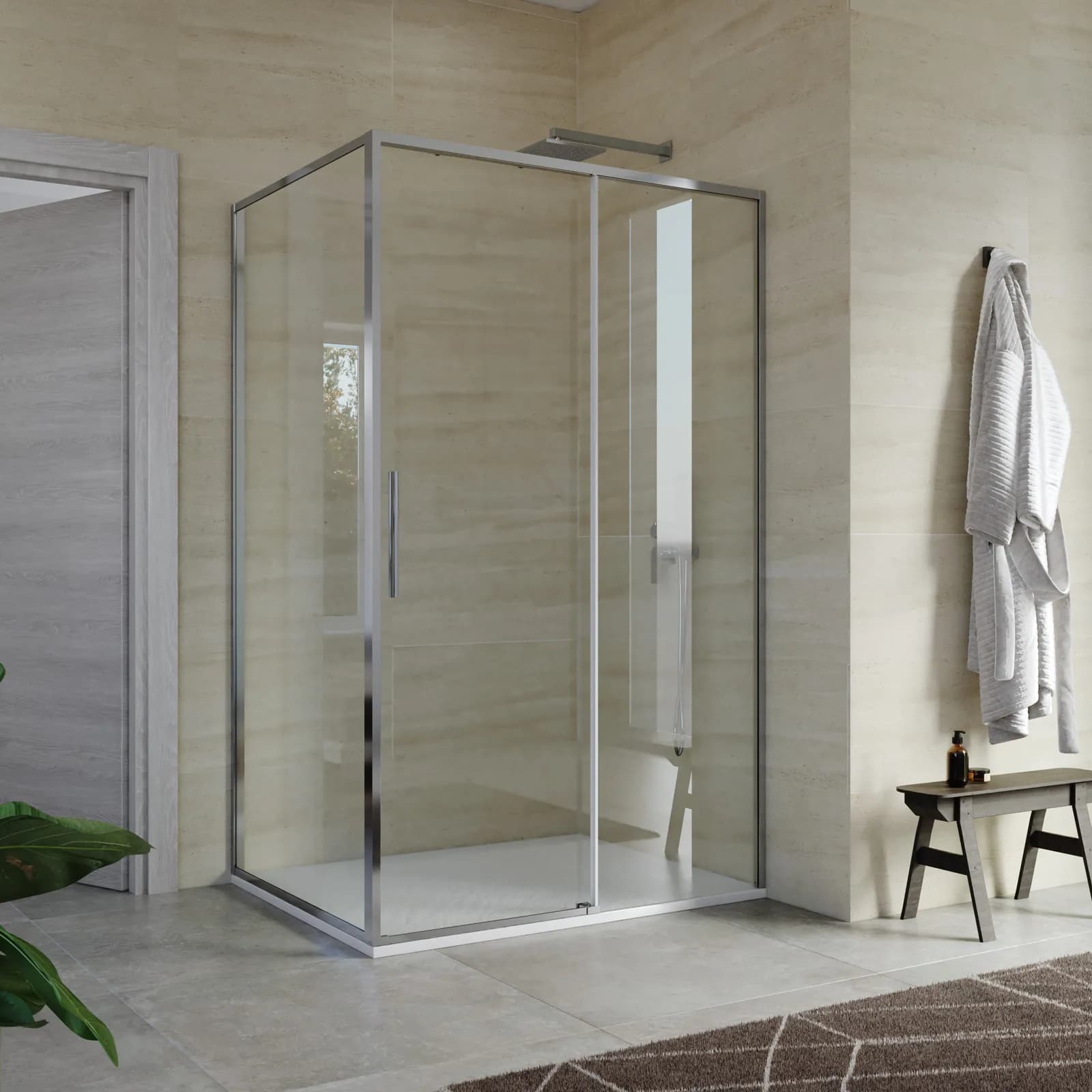 Box doccia 90x120 cm scorrevole vetro trasparente e profilo cromo 195h - Silent