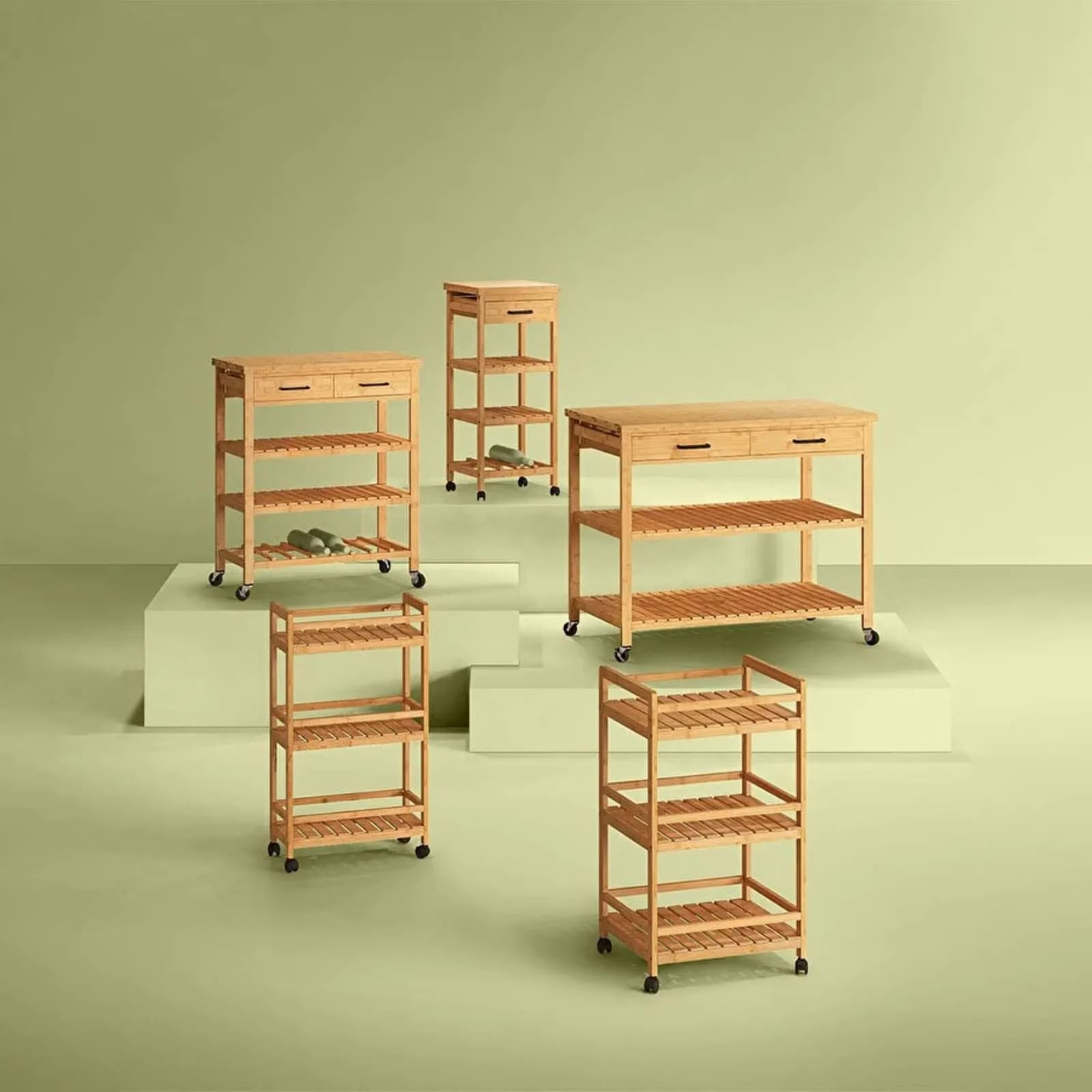 Carrello cucina 45x80h cm in legno di bambù con 3 ripiani - Fabrique