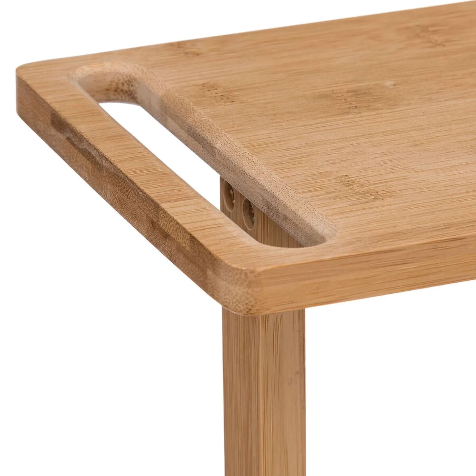 Carrello salvaspazio 86h cm in legno di bambù naturale con ruote e 4 ripiani