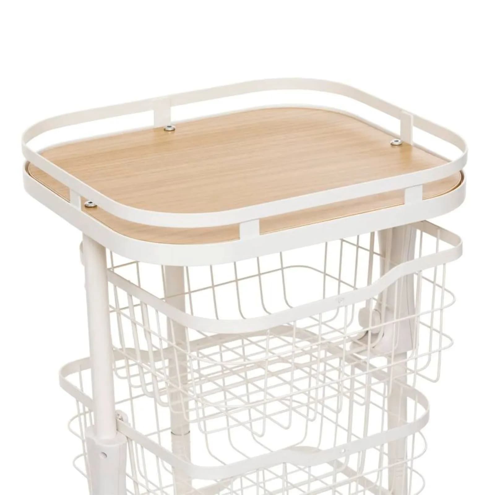 Carrello da cucina 93h cm in acciaio beige con 5 ripiani estraibili