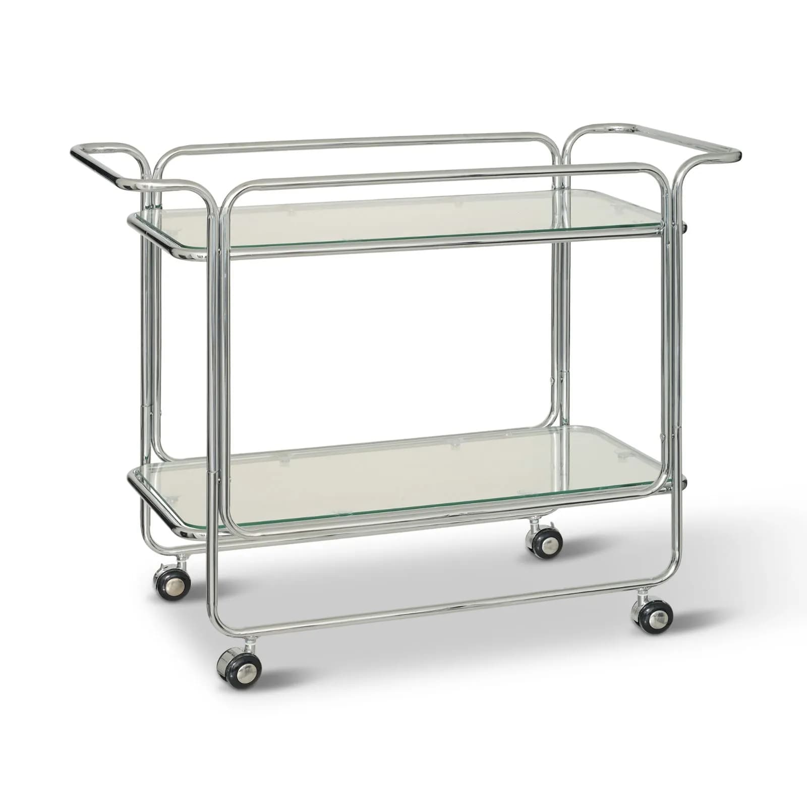 Carrello portaoggetti 92x71h cm in acciaio cromo e specchi - Milena