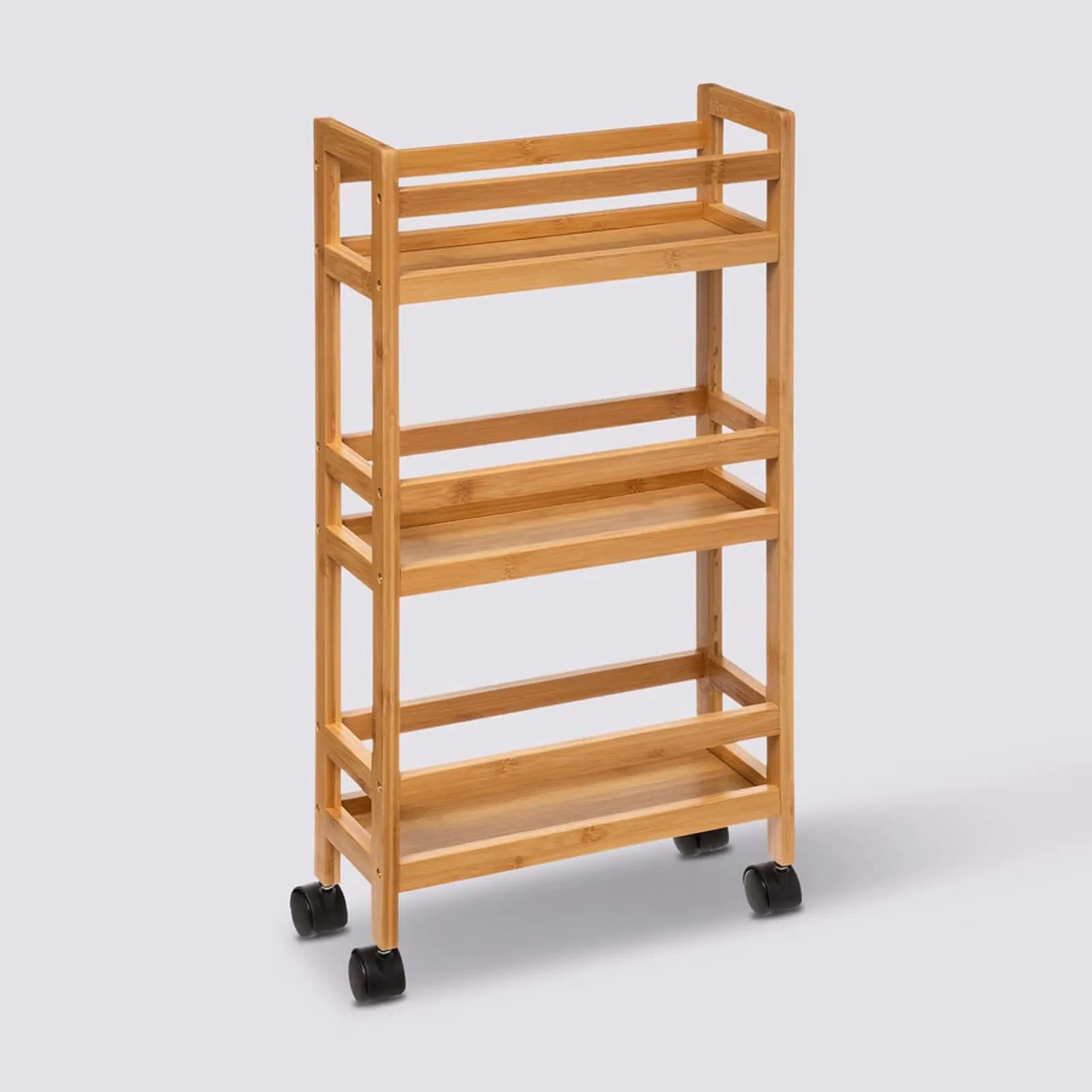 Carrello salvaspazio 75h cm in bambù naturale con 3 ripiani