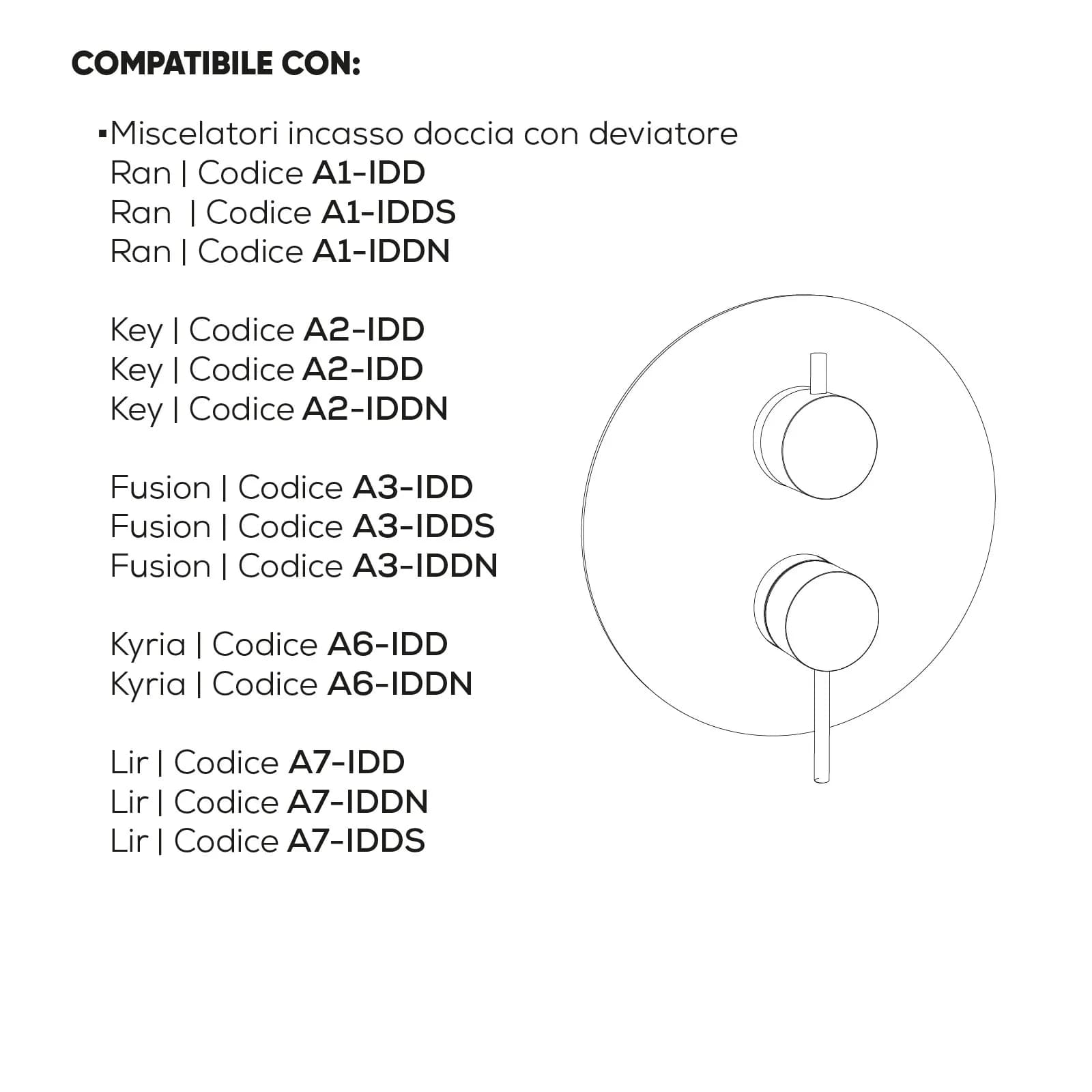 Cartuccia per miscelatore incasso doccia con deviatore 3 - Acq+