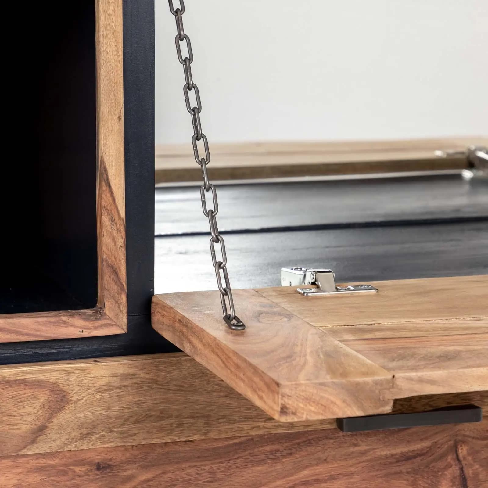 Credenza 135x150h cm in legno di acacia e metallo - Freia Acacia