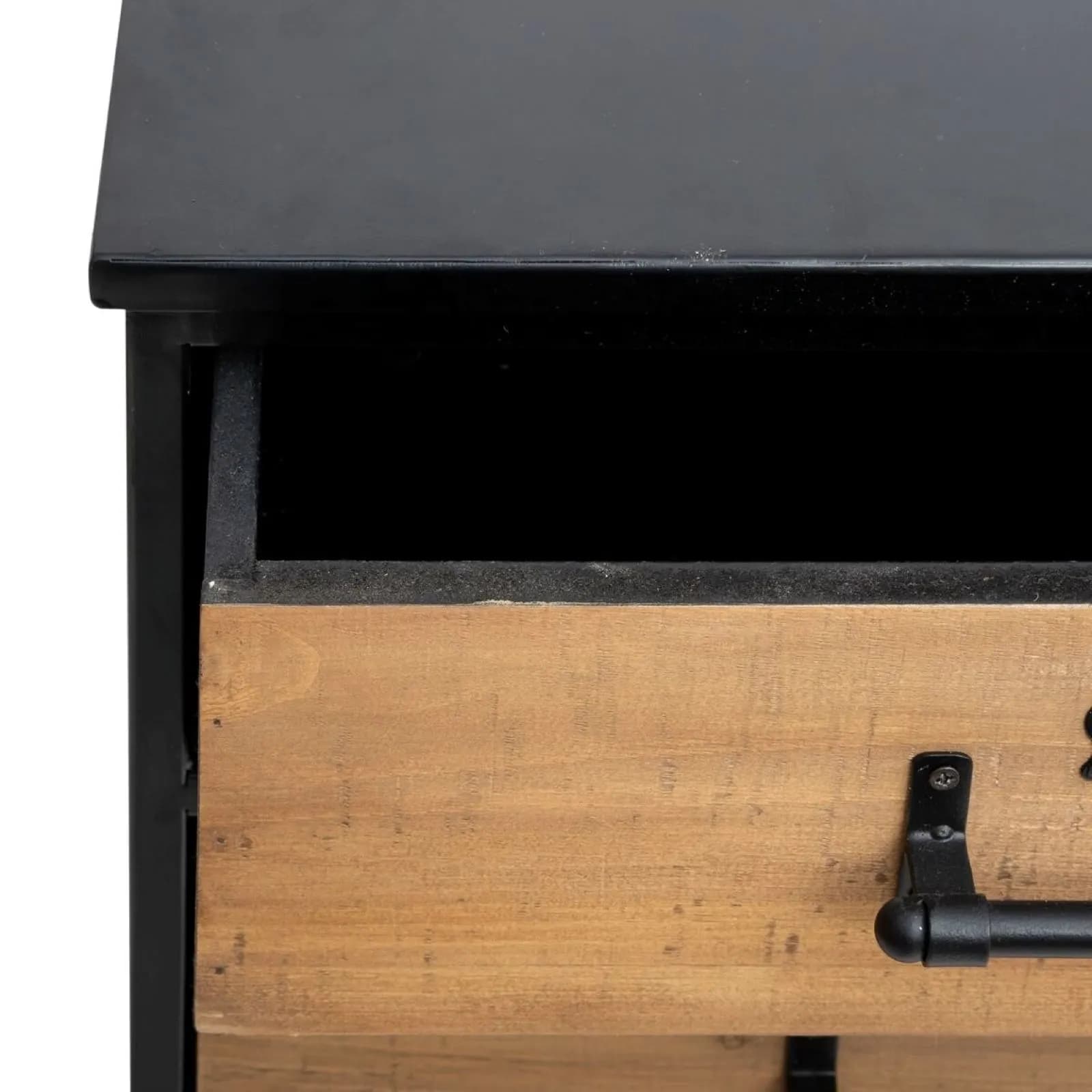 Cassettiera 42x87h cm in metallo nero con 5 cassetti in legno naturale - Manon