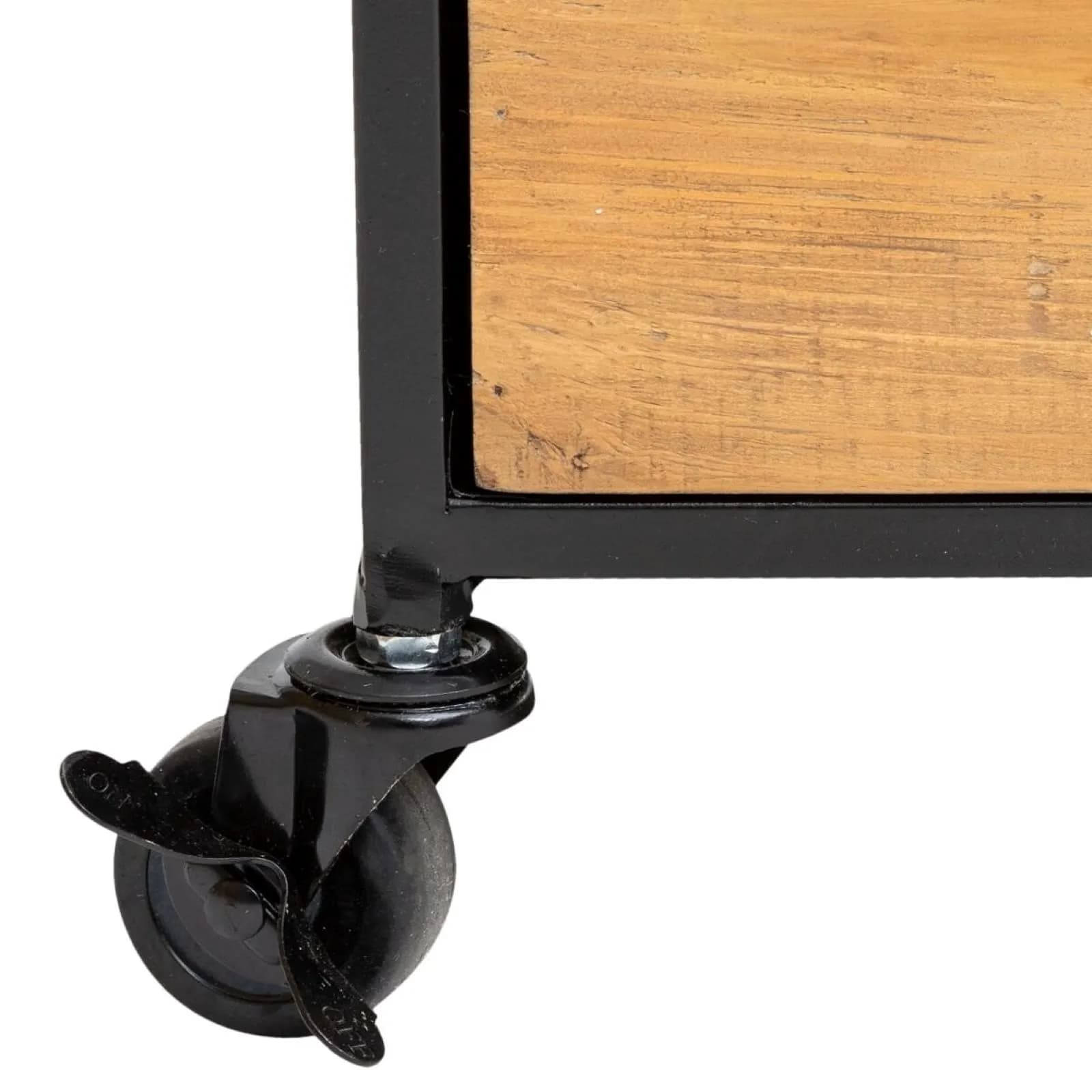Cassettiera 42x87h cm in metallo nero con 5 cassetti in legno naturale - Manon