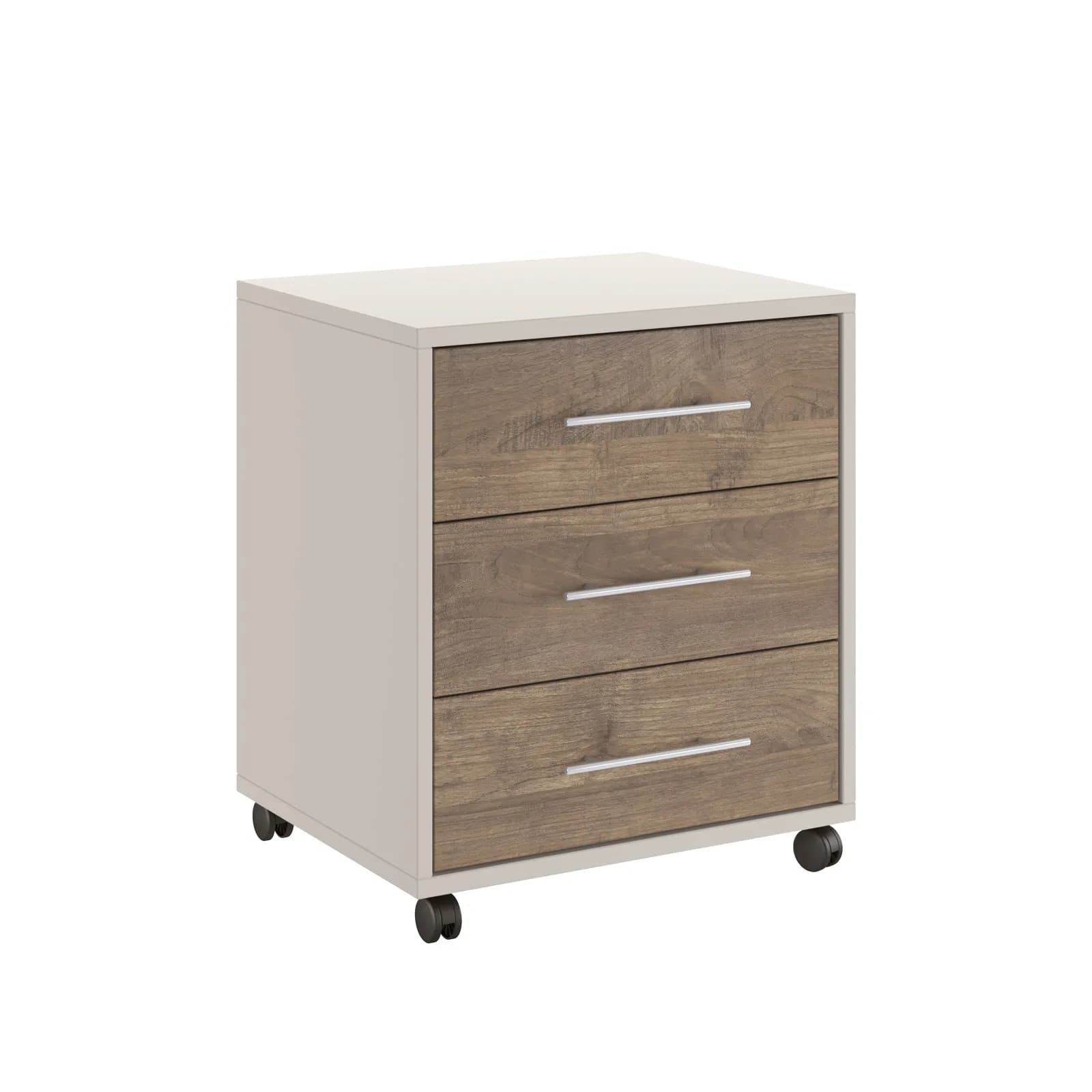 Cassettiera 43x57h cm noce eastwood e cashmere con 3 cassetti e ruote - Royle