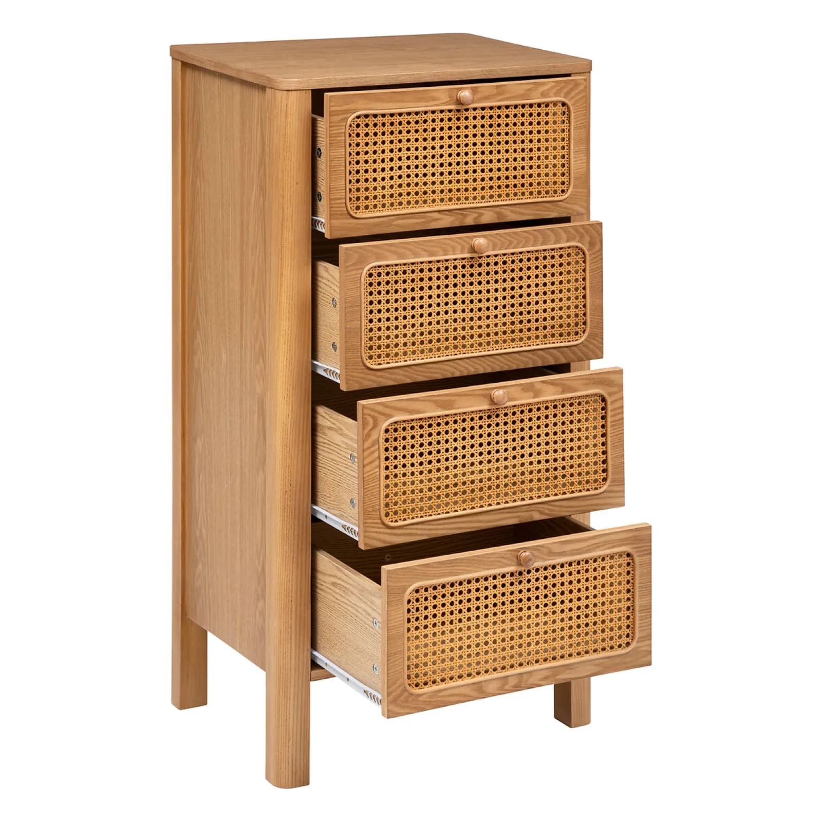 Cassettiera 55x103h cm in legno naturale e paglia di Vienna con 4 cassetti - Toronto