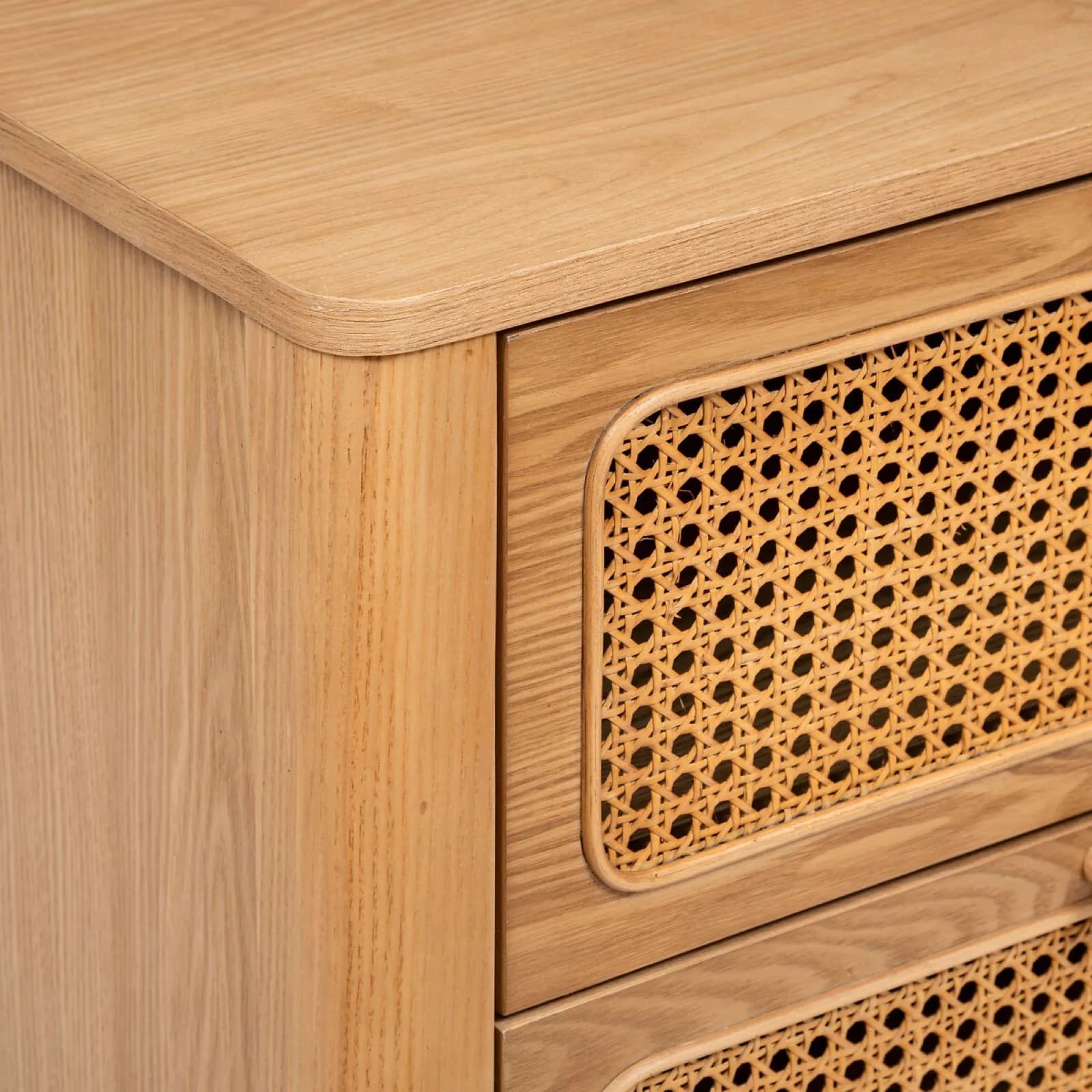 Cassettiera 55x103h cm in legno naturale e paglia di Vienna con 4 cassetti - Toronto