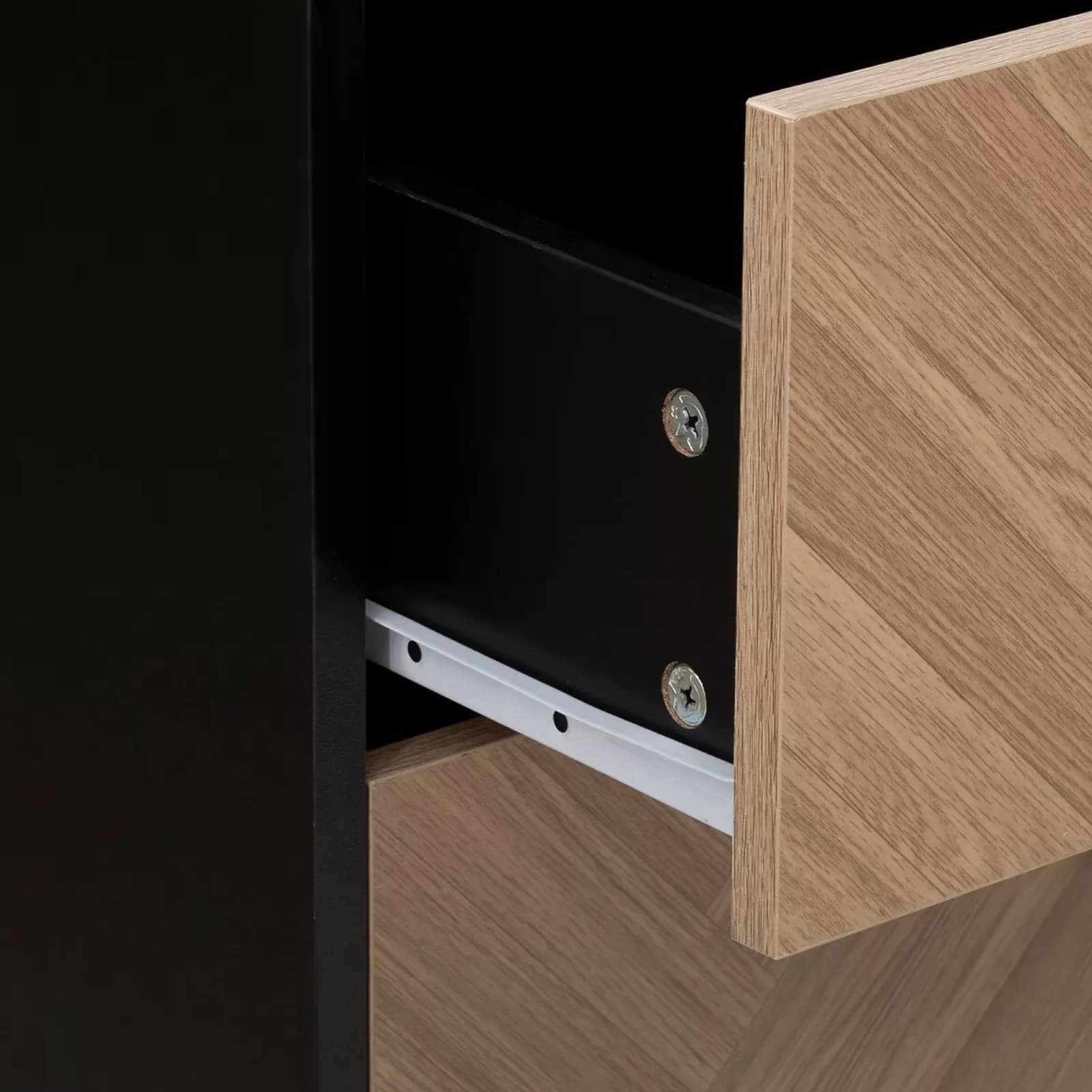 Cassettiera 80x40 cm nero con 4 cassetti effetto parquet - Blacky