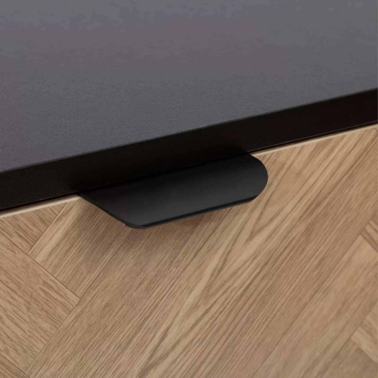 Cassettiera 80x40 cm nero con 4 cassetti effetto parquet - Blacky
