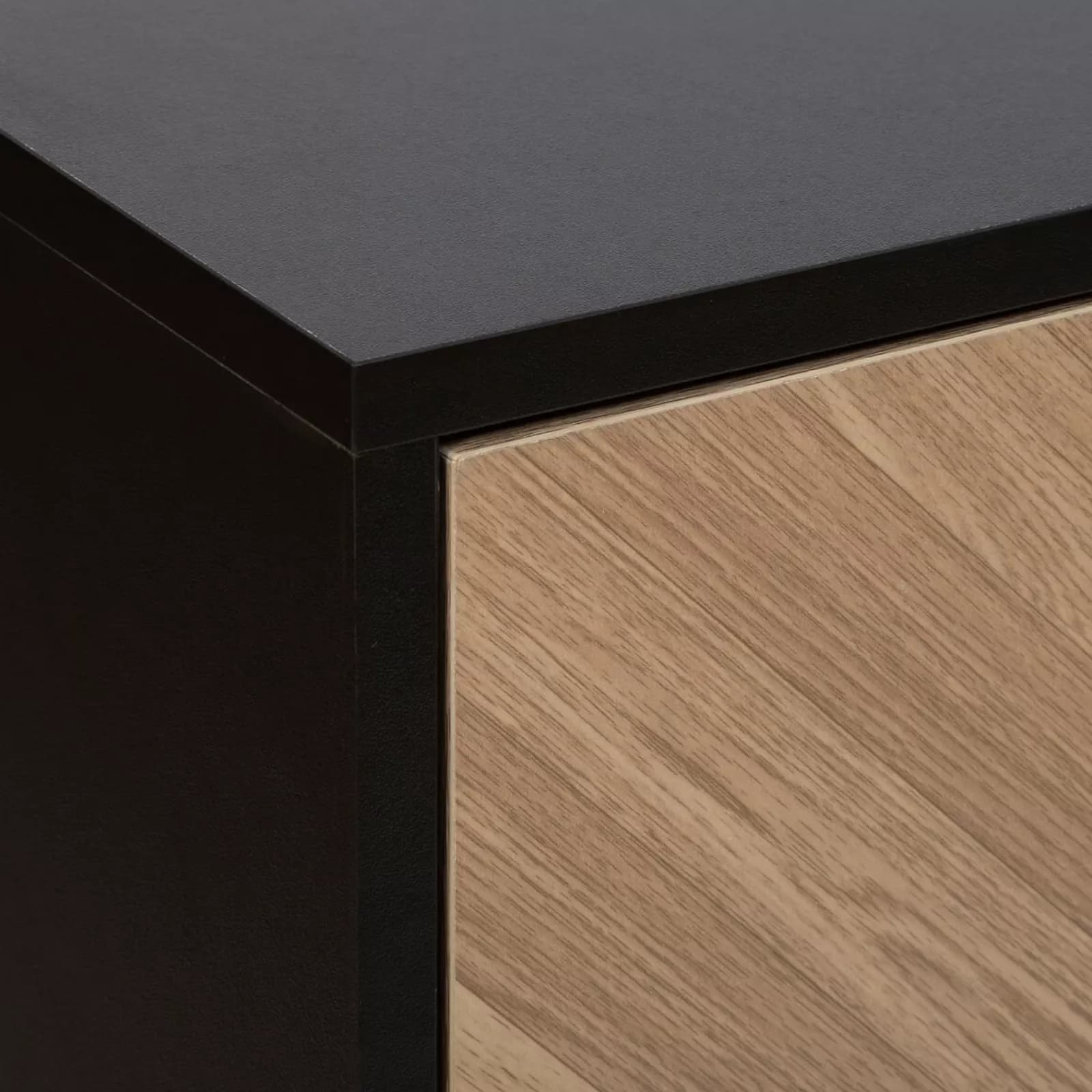 Cassettiera 80x40 cm nero con 4 cassetti effetto parquet - Blacky