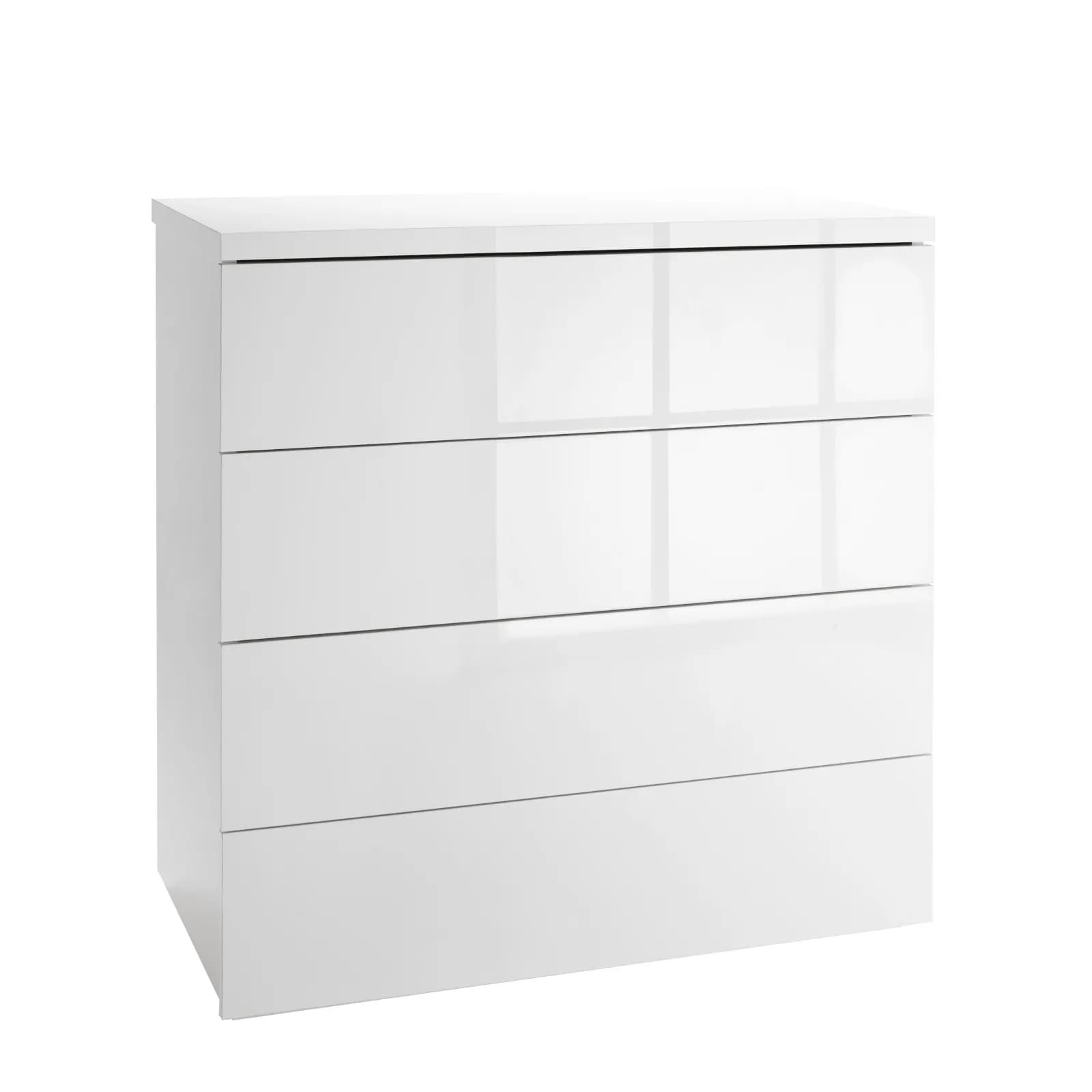 Cassettiera 85x88h cm con quattro cassetti bianco lucido - Reina