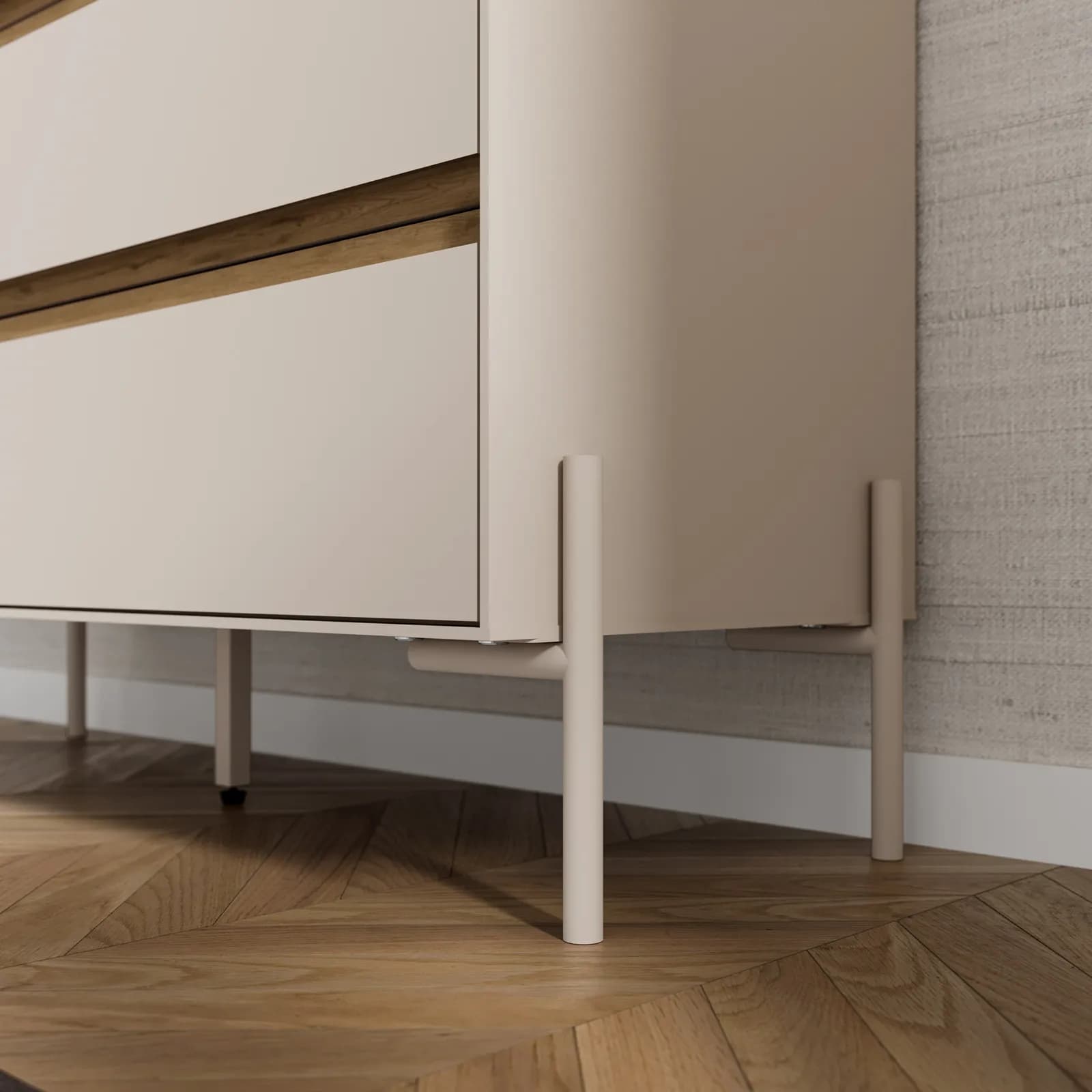 Cassettiera 98x78h cm rovere scuro e cashmere con 3 cassetti - Lygnes
