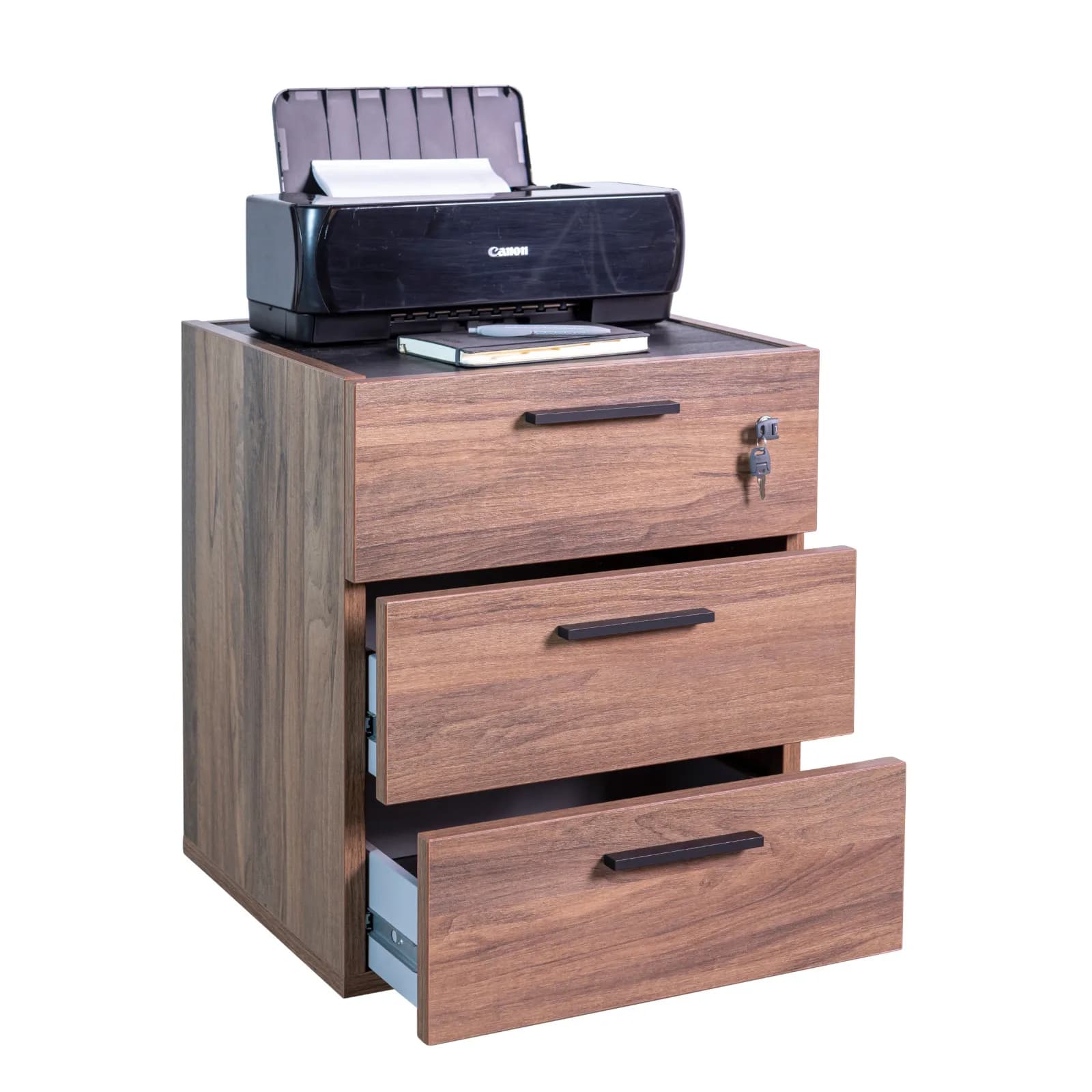 Cassettiera con 3 cassetti color noce con ruote a scomparsa - Historic brown