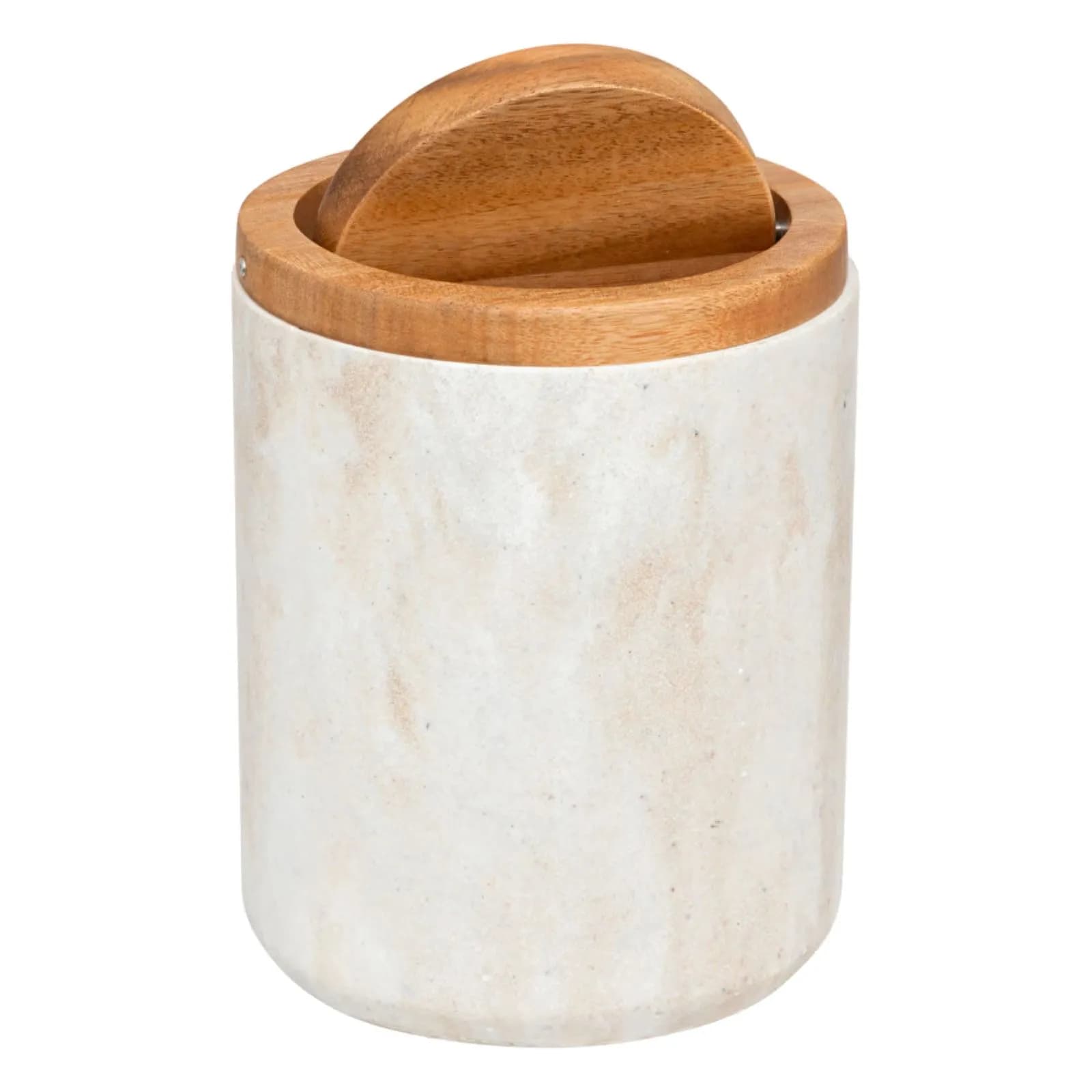 Cestino gettacarte 16h cm in pietra artificiale effetto marmo e legno naturale - Marble