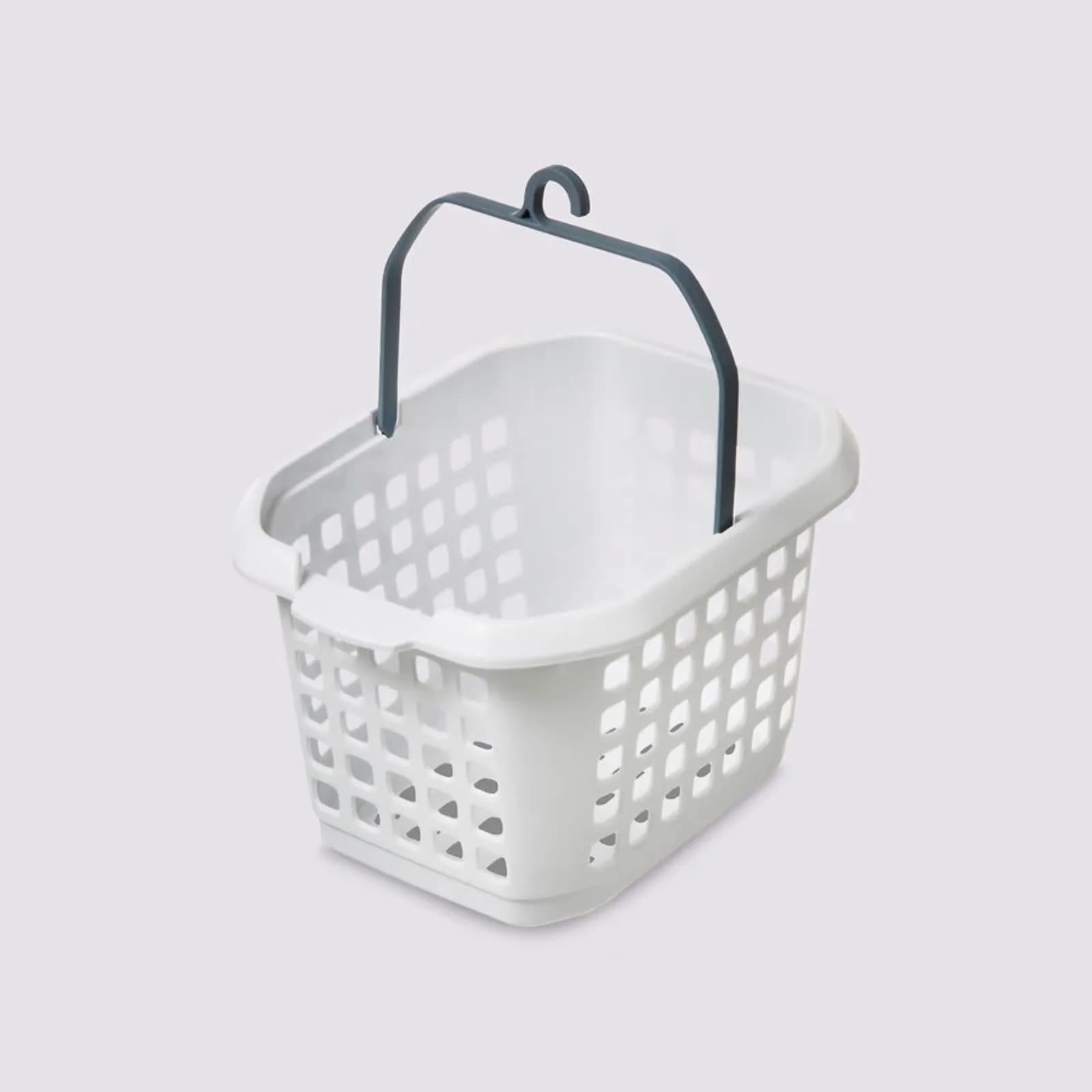 Cestino per molle 23x18h cm bianco con gancio