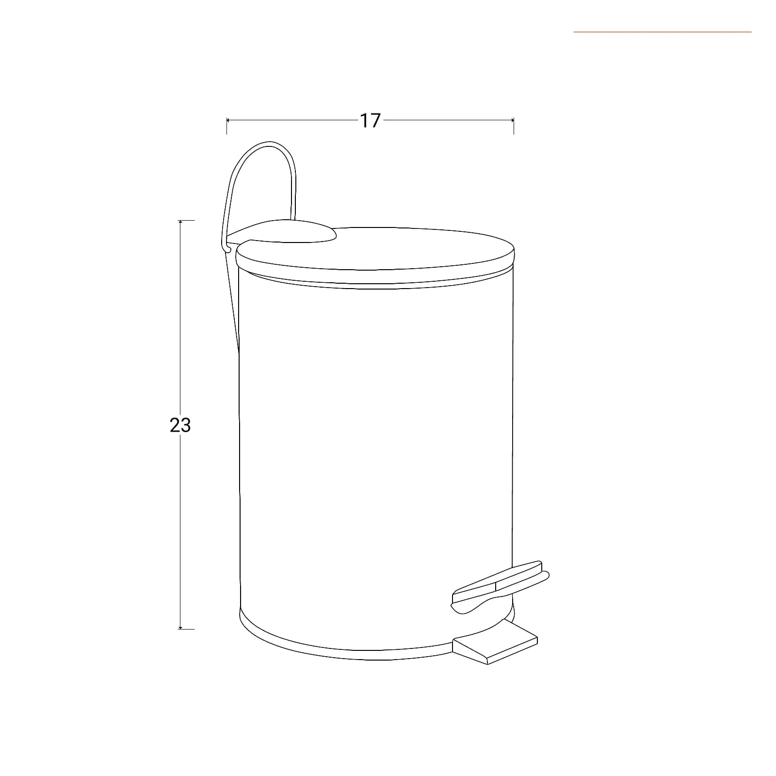 Cestino portarifiuti 3 litri in acciaio inox cromo con pedale e coperchio - Lovy