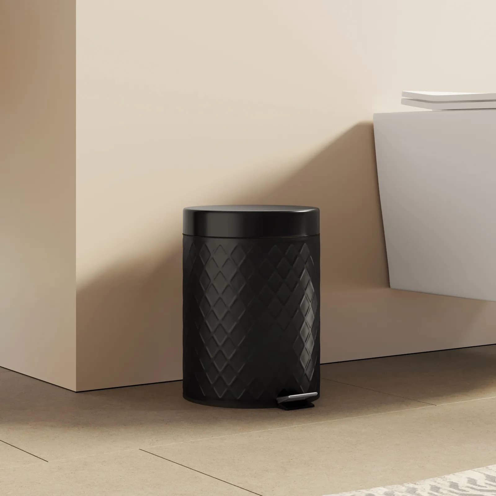 Cestino portarifiuti con pedale 5 litri in metallo nero - Sayer