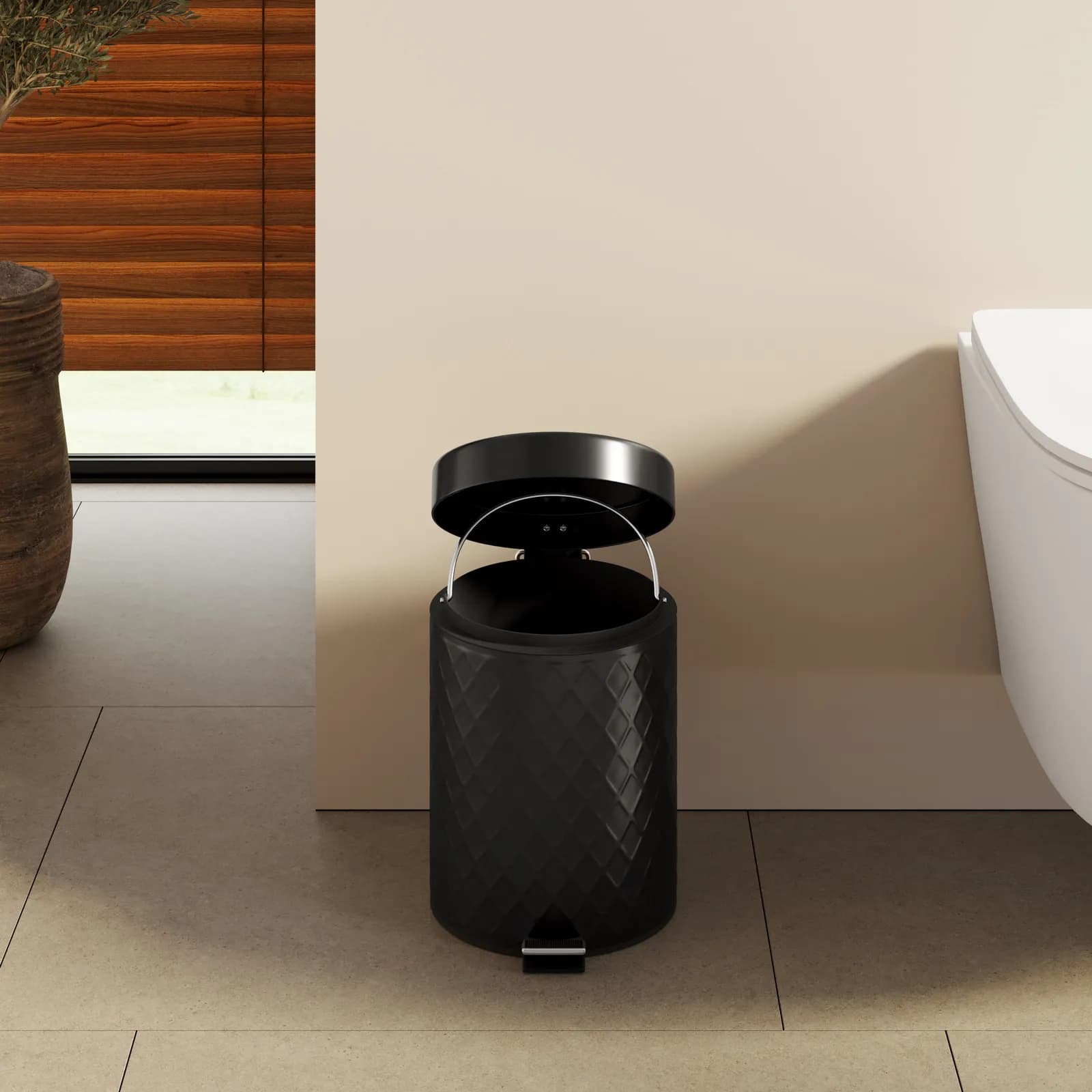 Cestino portarifiuti con pedale 5 litri in metallo nero - Sayer