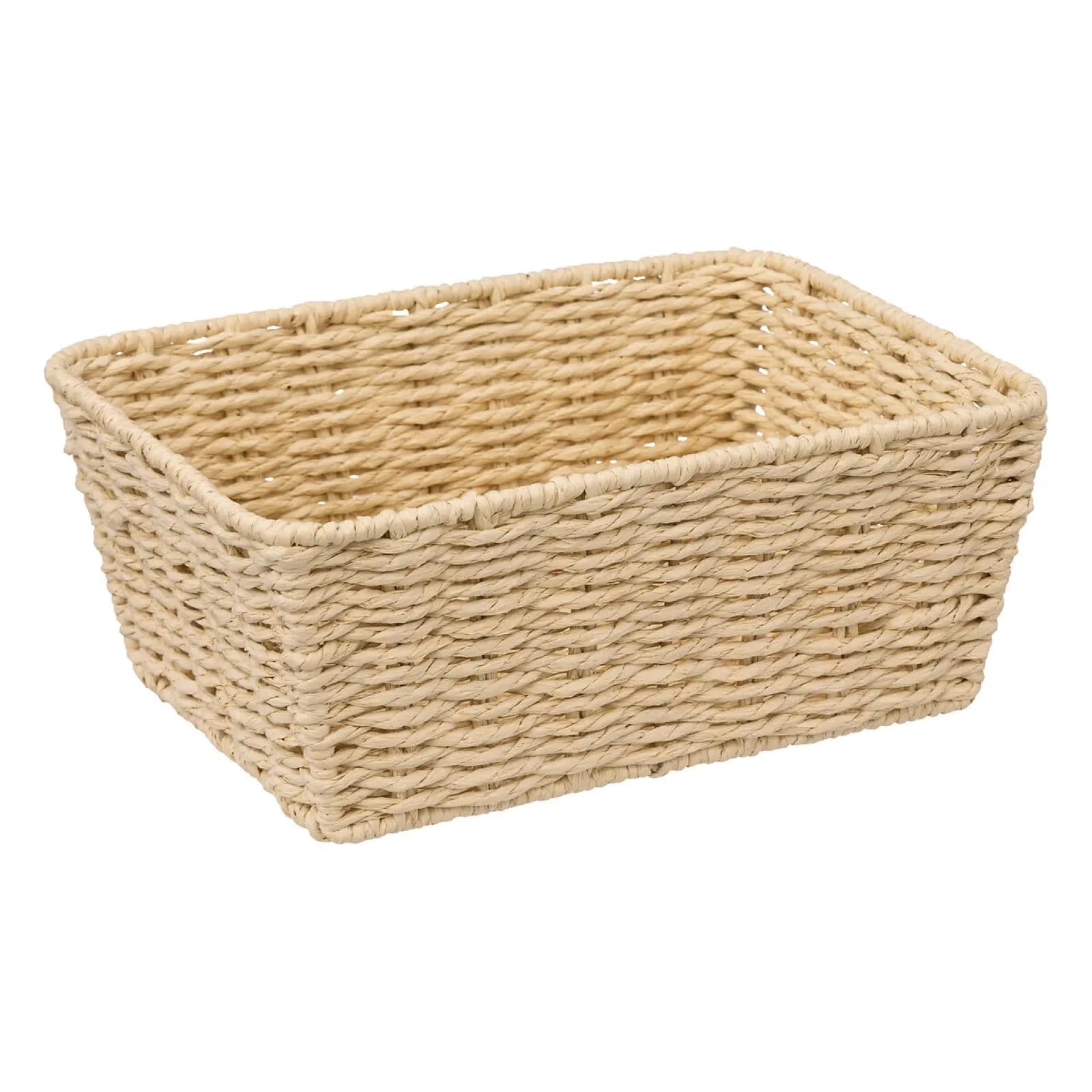 Cesto contenitore 26x11h in vimini e tessuto