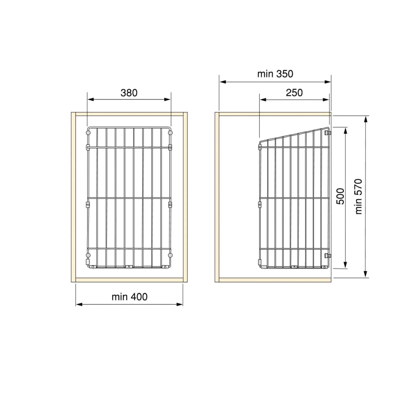 Cesto per lavanderia per moduli da 45 cm in acciaio cromo - Slined