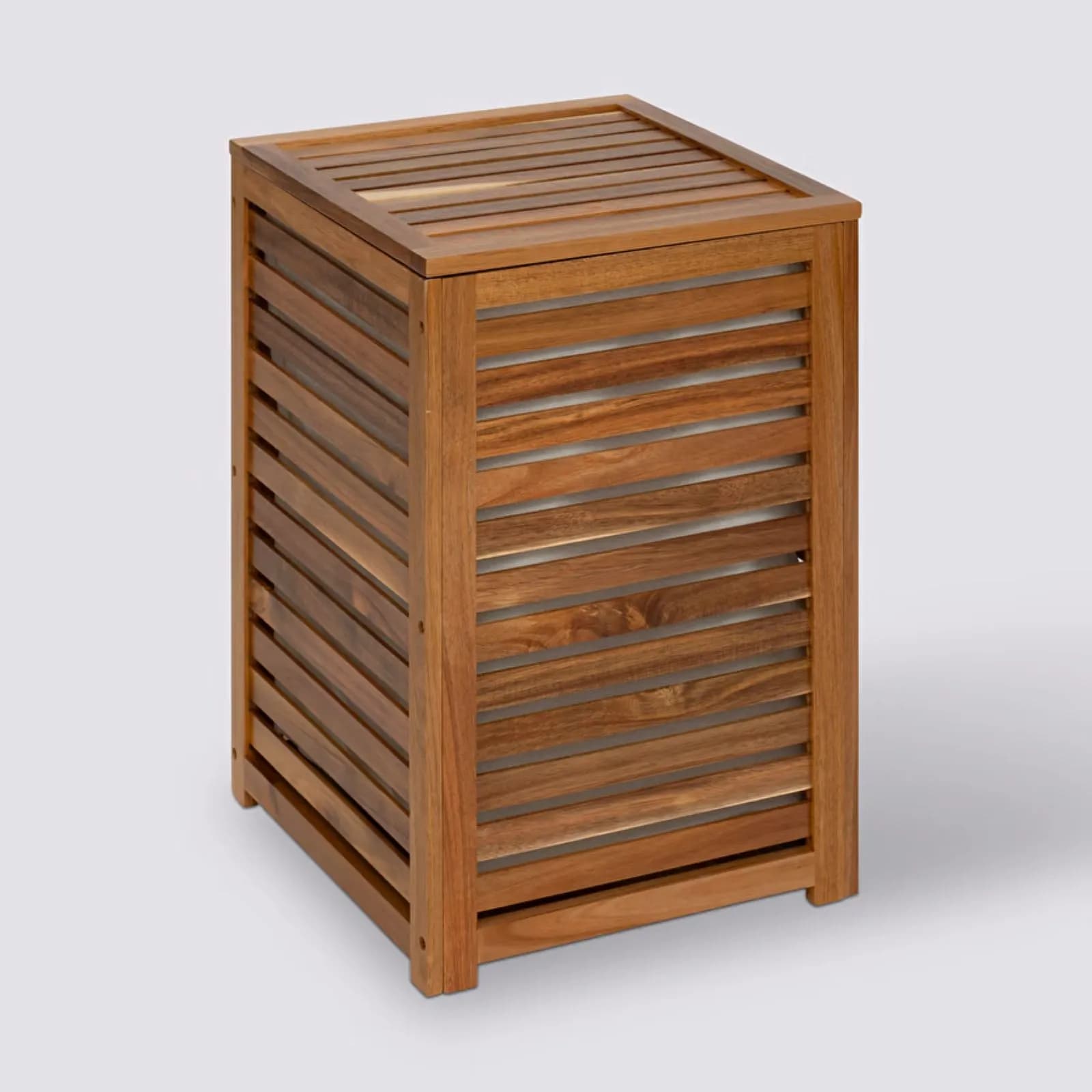 Cesto portabiancheria 65 L in legno di acacia naturale e cotone