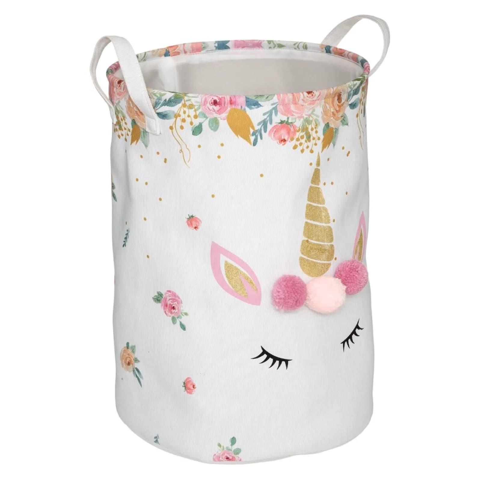 Cesto portaoggetti 50h cm con stampa unicorno bianco - Kids