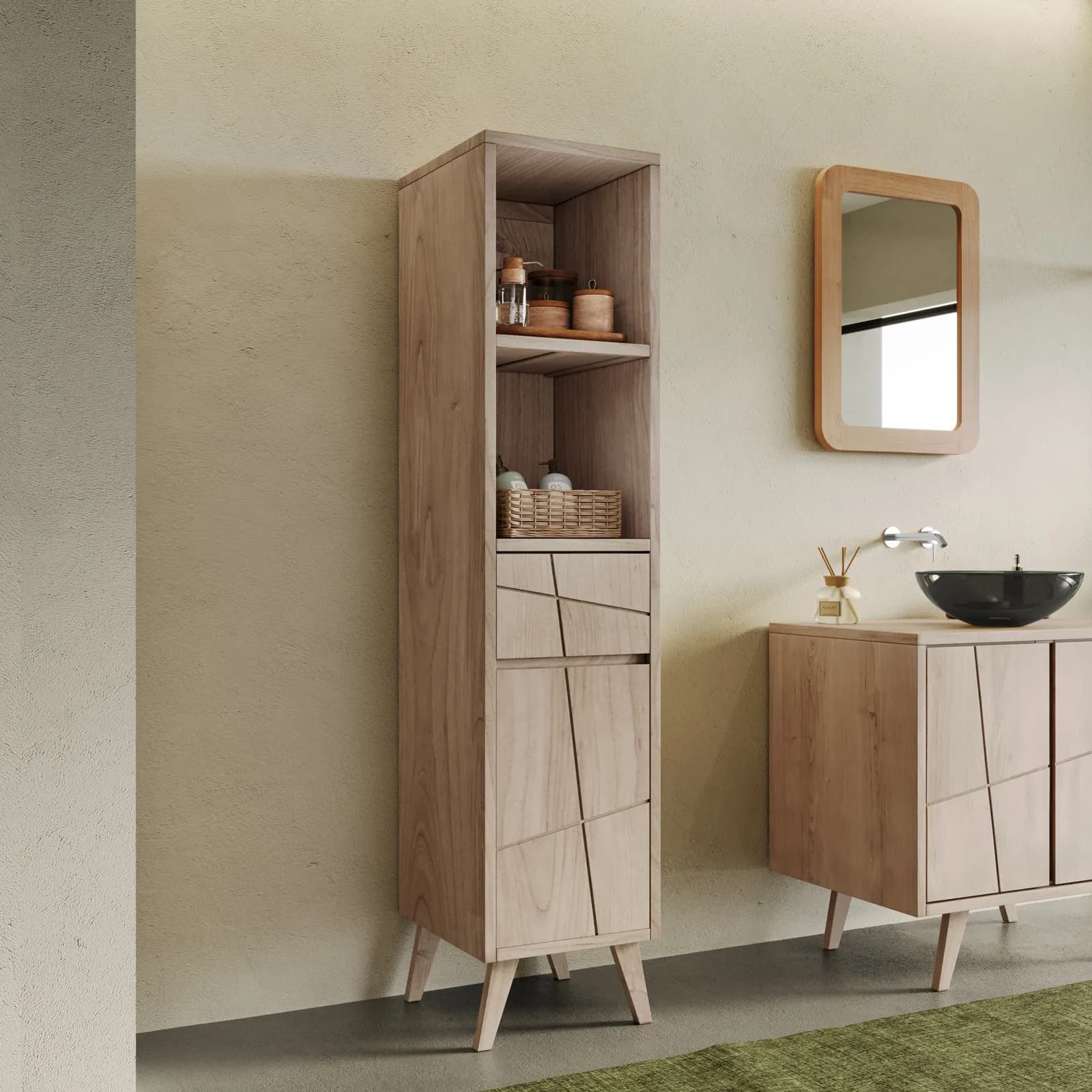 Colonna bagno 180 h cm in legno di mindi - Fluire