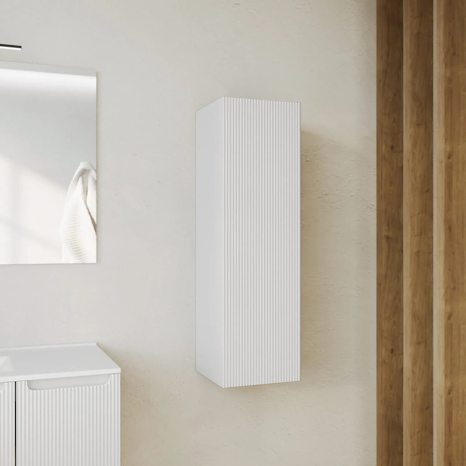 Colonna bagno sospesa 100h cm cannettata bianco opaco