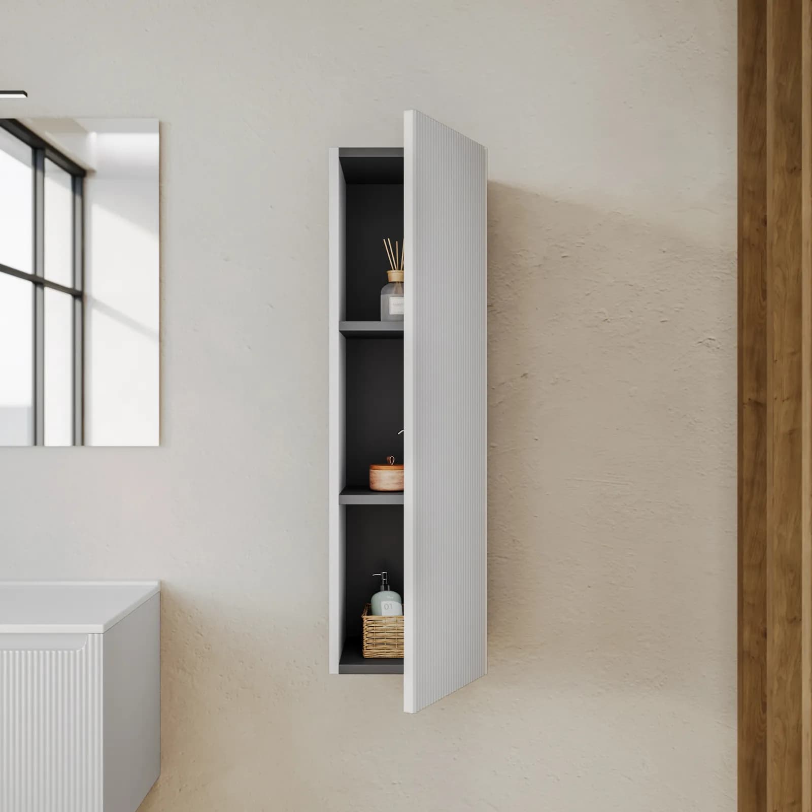 Colonna bagno sospesa 100h cm cannettata bianco opaco