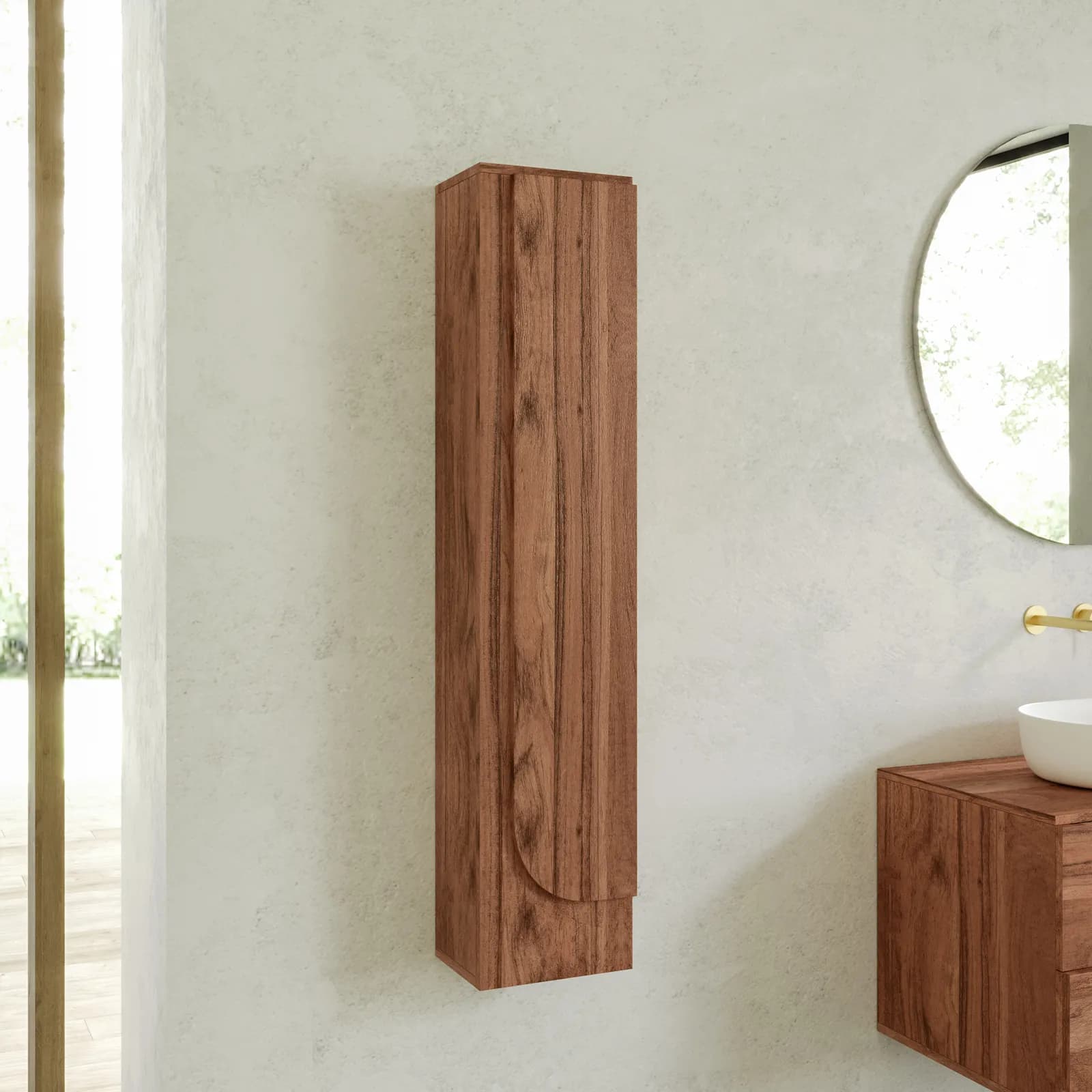 Colonna da bagno sospesa 120h cm in legno di acacia - Artemide