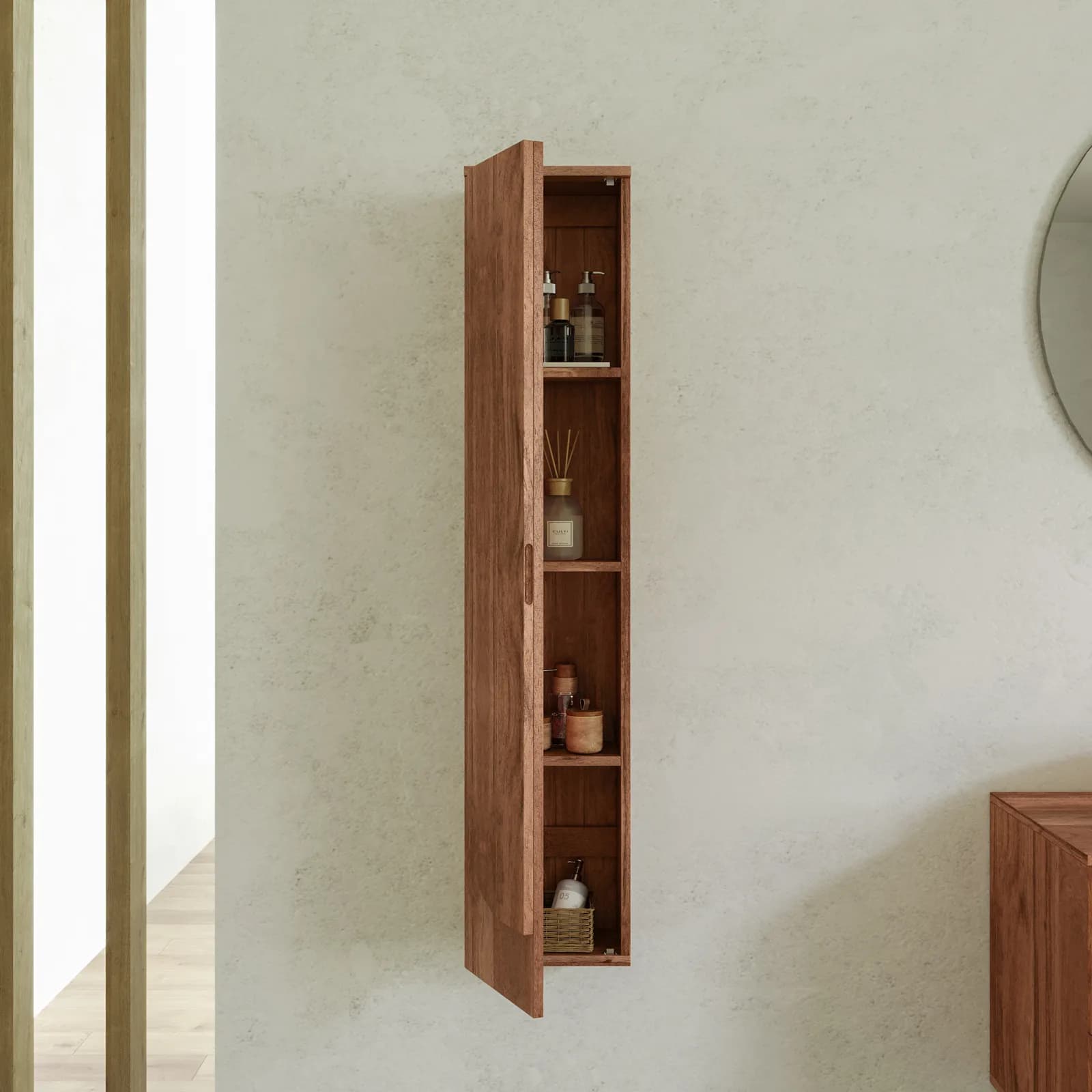 Colonna da bagno sospesa 120h cm in legno di acacia - Artemide