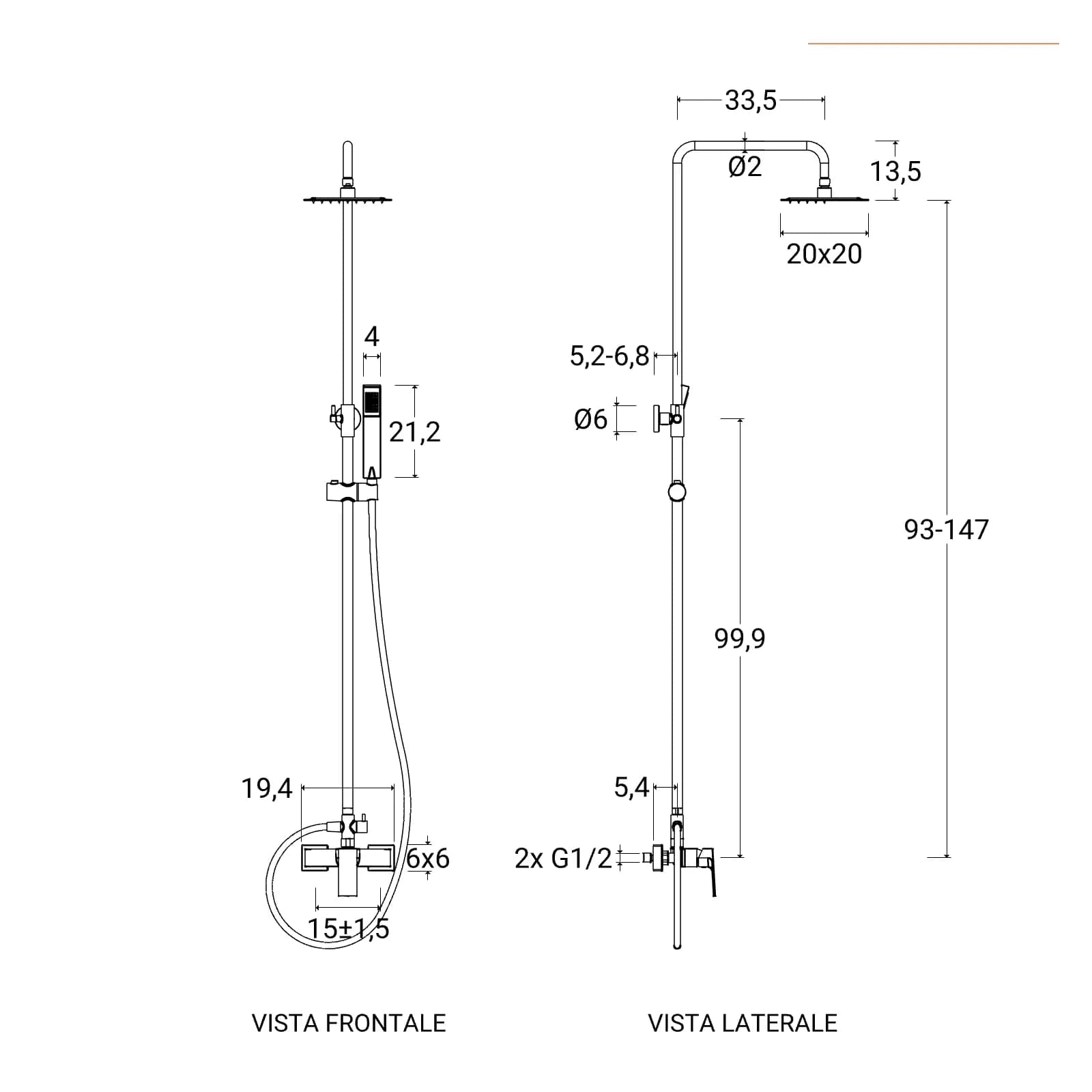Colonna doccia 130 h cm cromo - Nikos