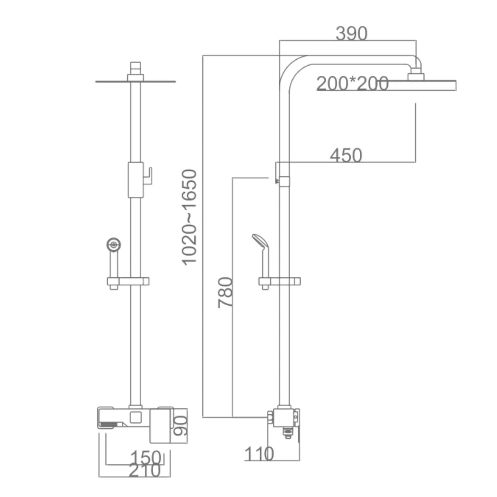 Colonna doccia 164 h cm in acciaio inox cromato - Inlet