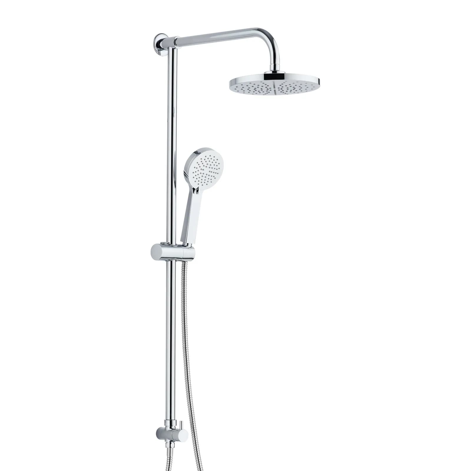 Colonna doccia Kris con presa acqua a muro soffione e doccino acciaio inox cromato