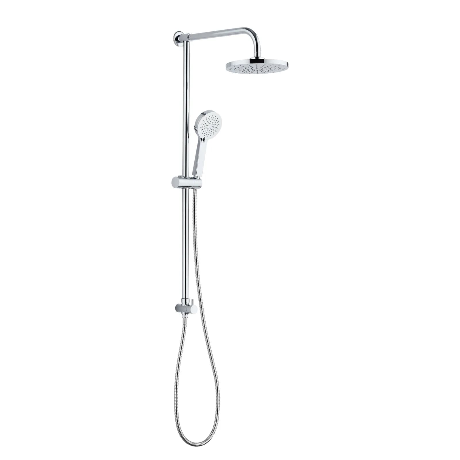 Colonna doccia Kris con presa acqua a muro soffione e doccino acciaio inox cromato
