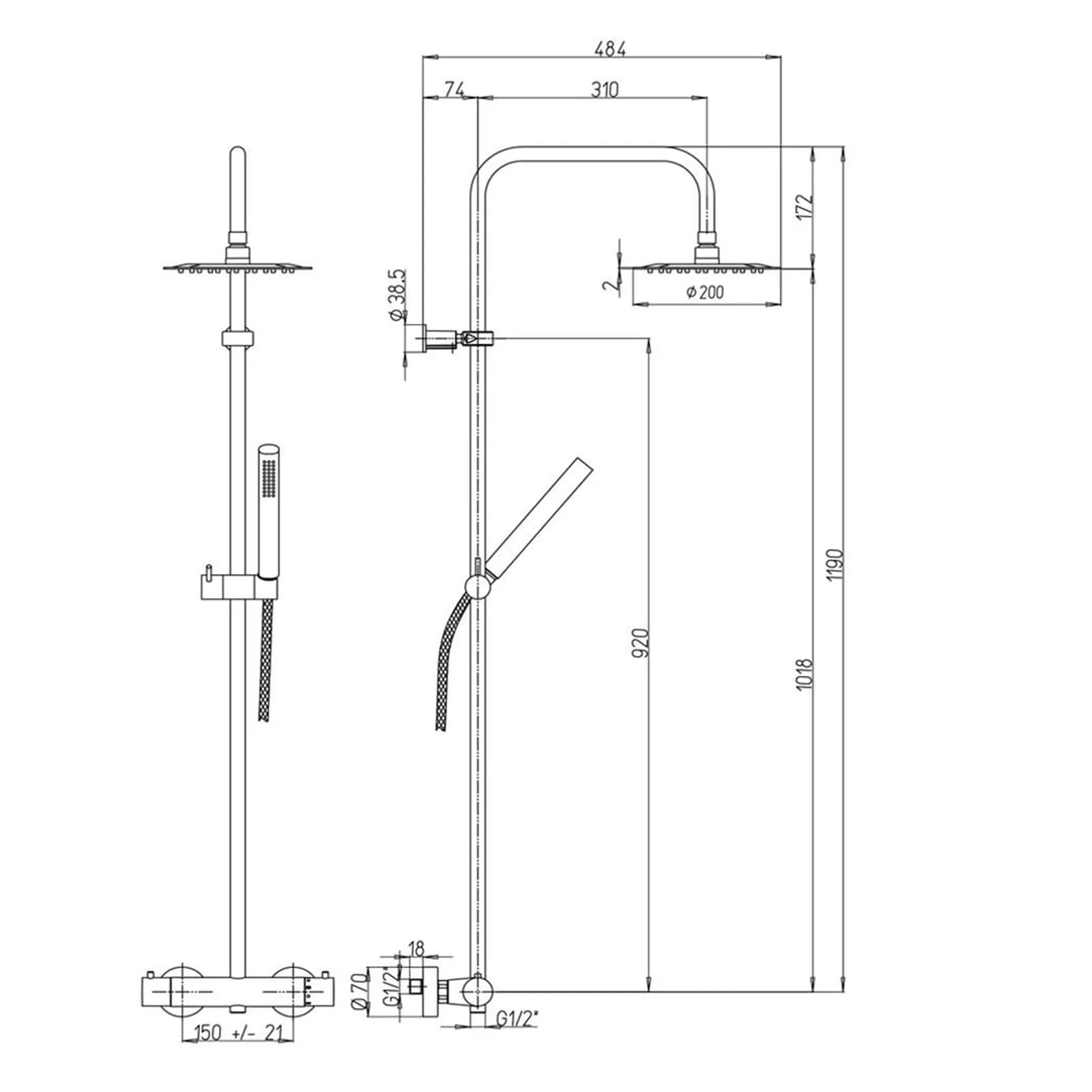 Colonna doccia di Jacuzzi - Rubinetteria 119h cm termostatica - Missouri