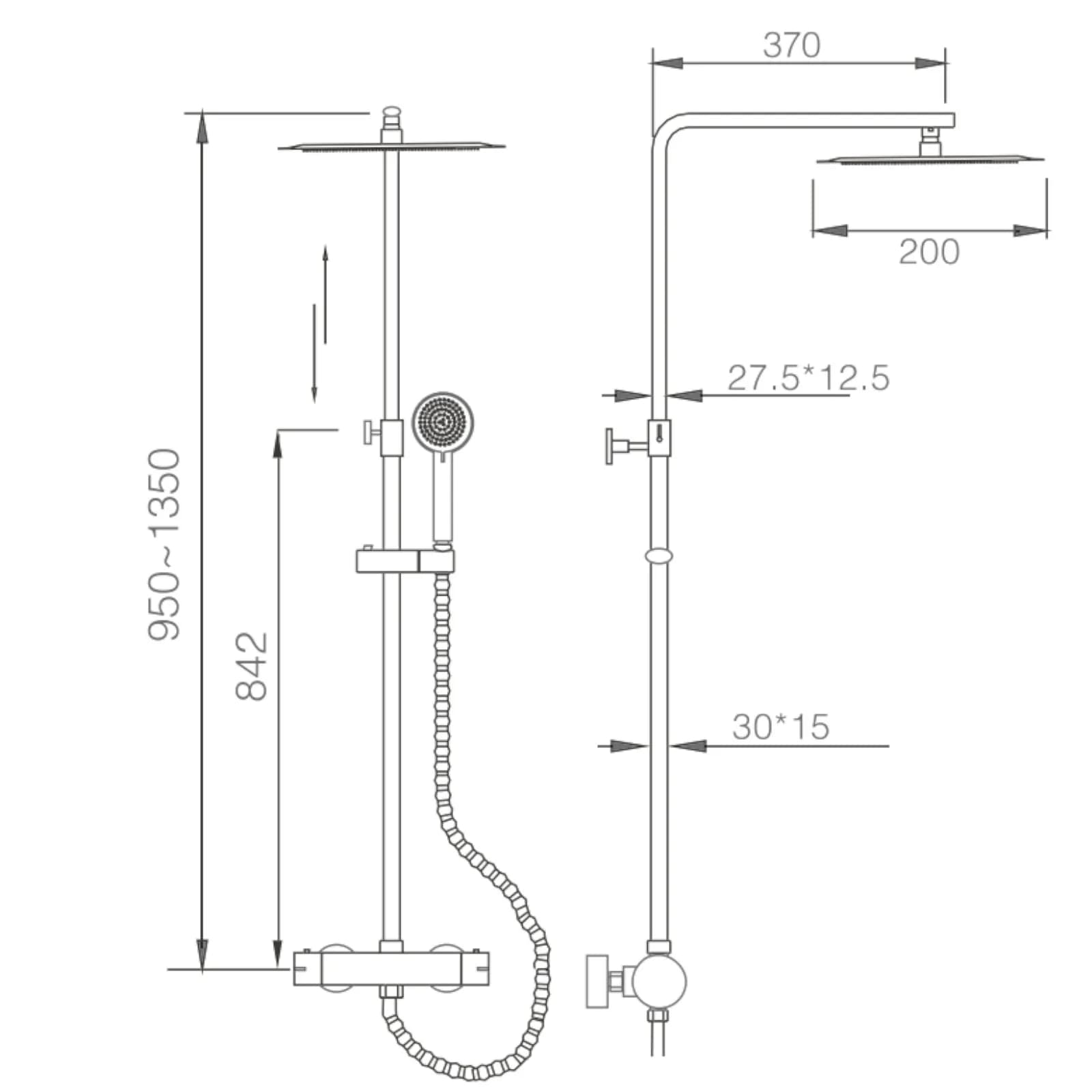 Colonna doccia telescopica 130 h cm in acciaio inox cromato - Vary