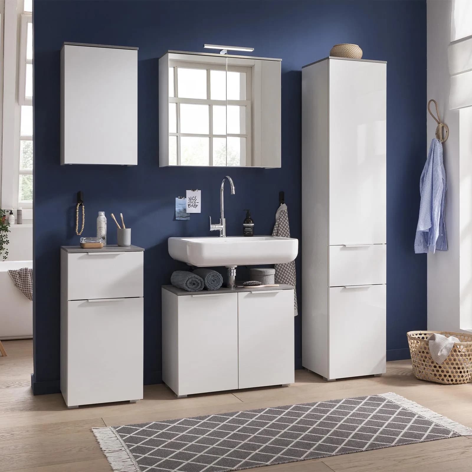 Colonna multiuso 40x35 cm bianco lucido e grigio cemento - Laredo